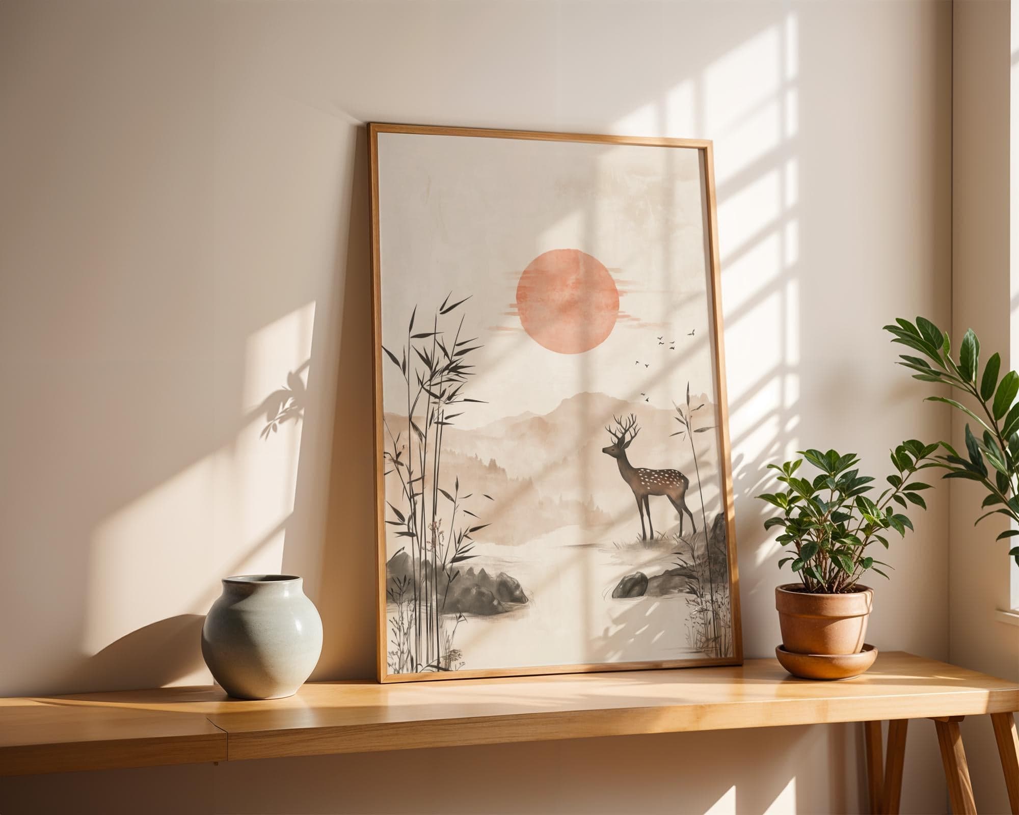 Japandi Deer Print – Minimalist Zen Bamboo Forest Wall Art (Digital Download) - view 2
