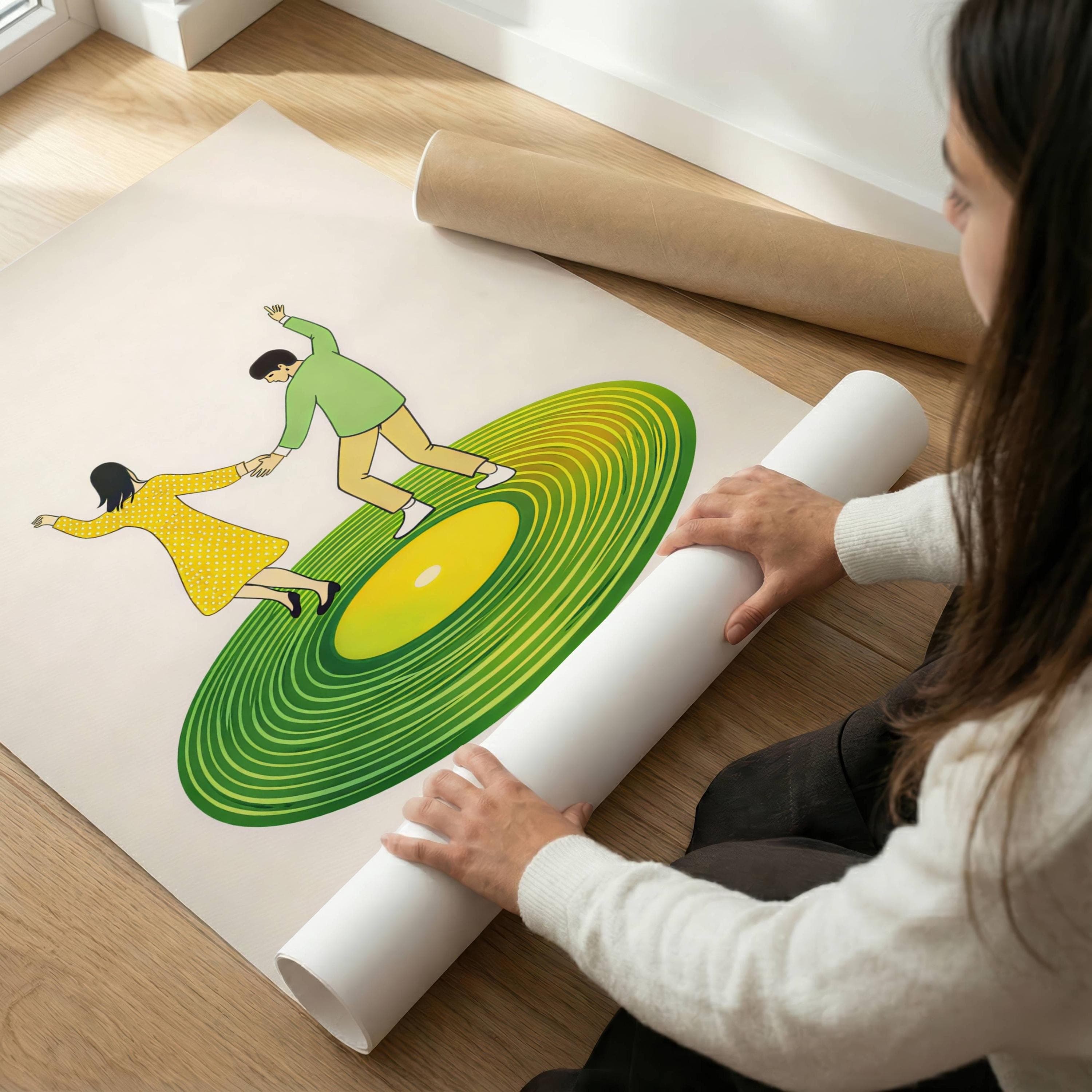 Dancing Couple Vinyl Record Wall Art, Retro Music Room Decor, Romantic Dance Print, Vintage Record Poster, Vinyl Record Poster, Music Decor - view 2