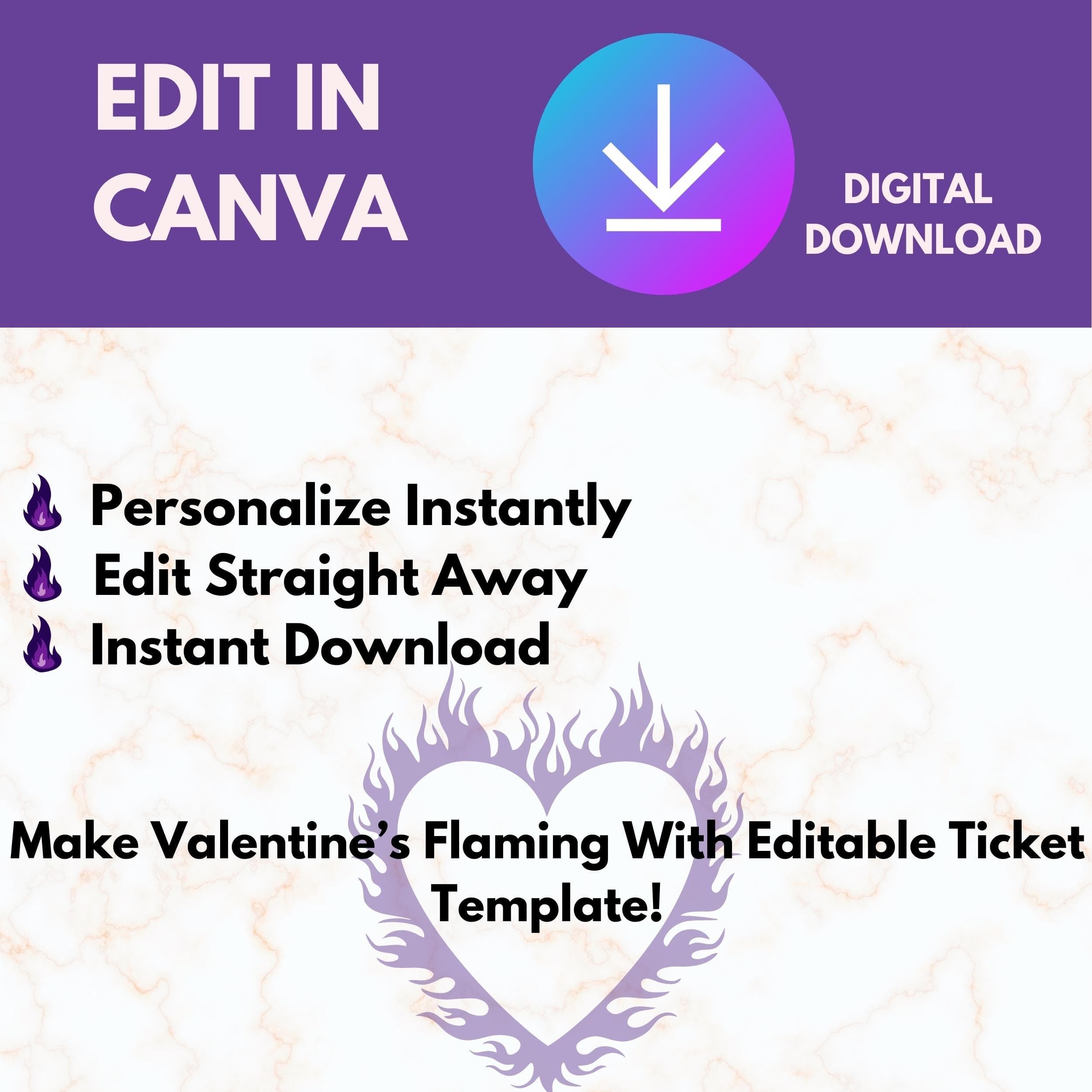 EDITABLE Valentines Day Template, Couple Editable Template, Printable Ticket, Special Days Template, Making Love, Anniversary Template - view 5