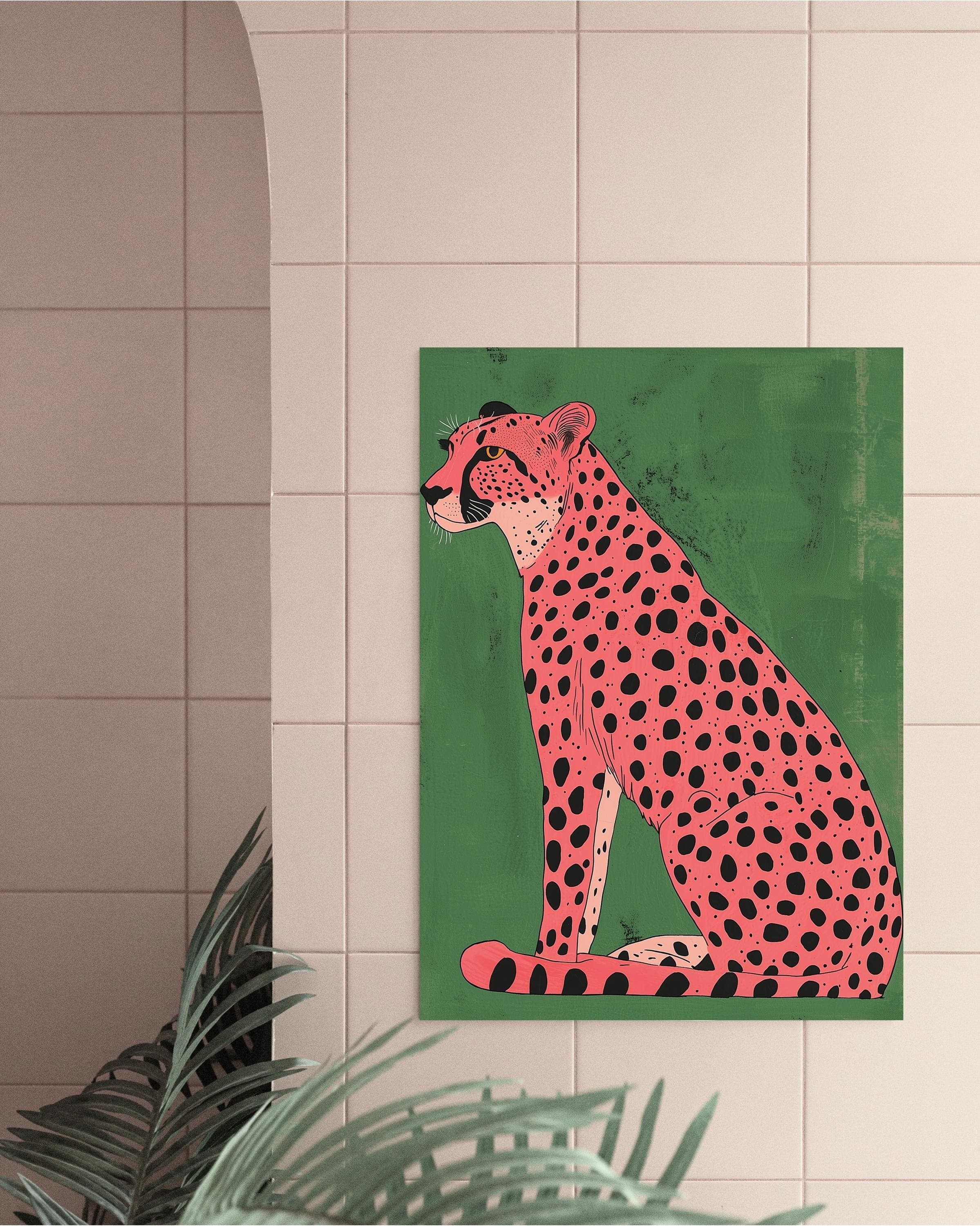 Pink Cheetah Wall Art, Eclectic Animal Wall Decor, Eclectic Animal Wall Art, Eclectic Pink Cheetah Print, Colorful Cheetah Wall Art - view 4