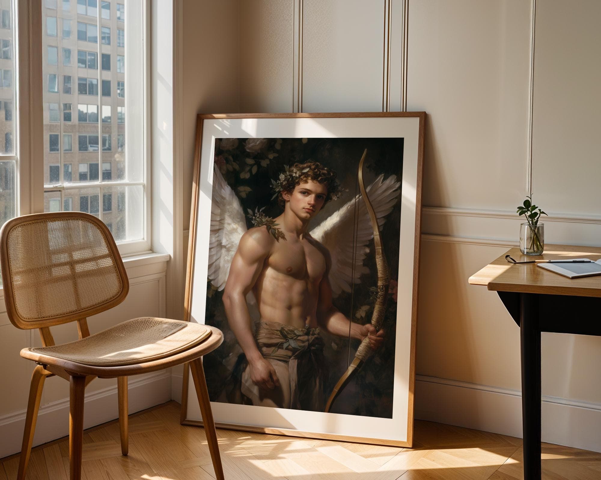 Victorian Angel Wall Decor, Classical Cupid Digital Artwork, Classical Angel Wall Art, Angelic Wall Decor Print, Victorian Digital Painting - view 5