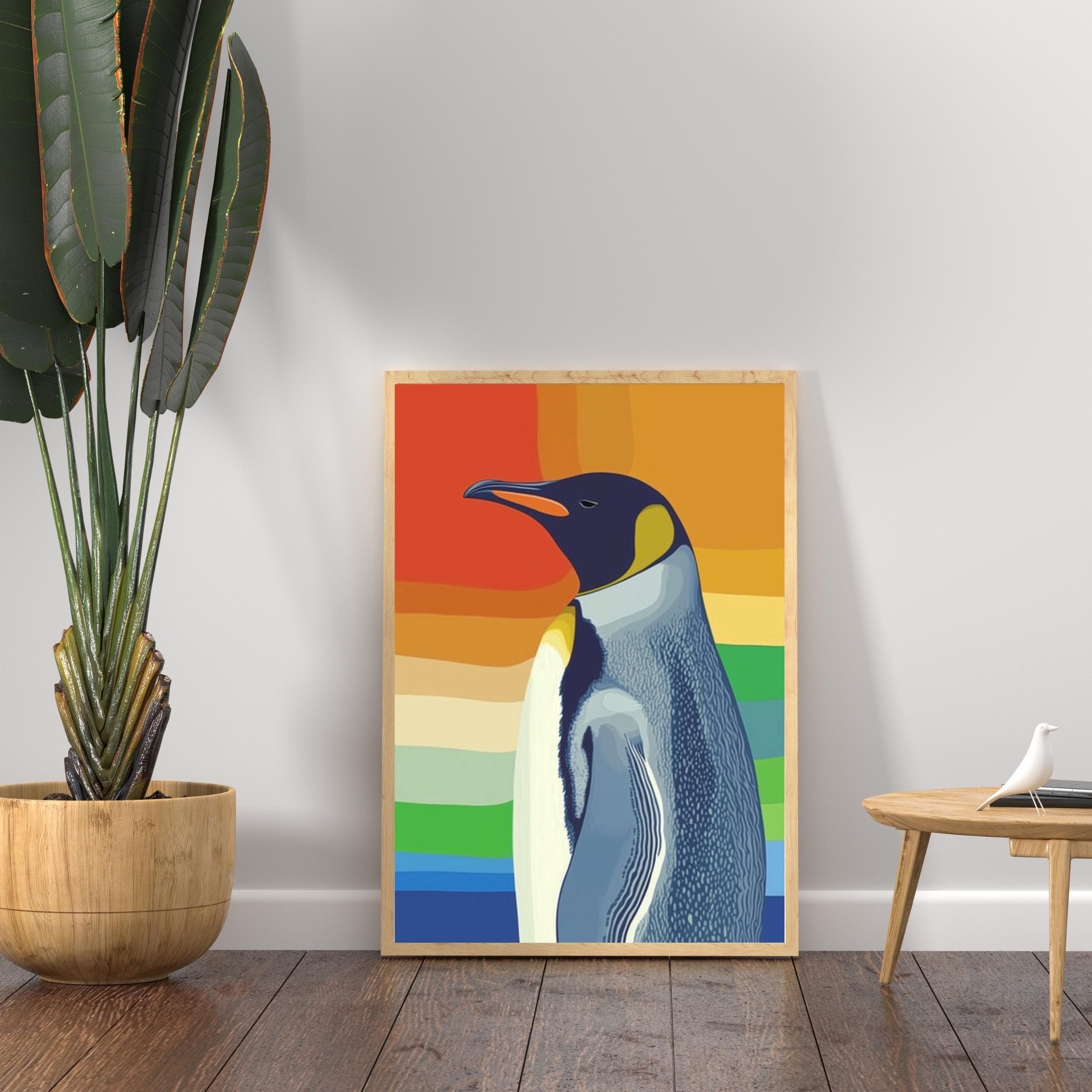 Colorful Penguin Poster, Wall Art for the Animal Lover, Aesthetic Prints, Digital Animal Printable Art, Maximalist Penguin Wall Art - view 2