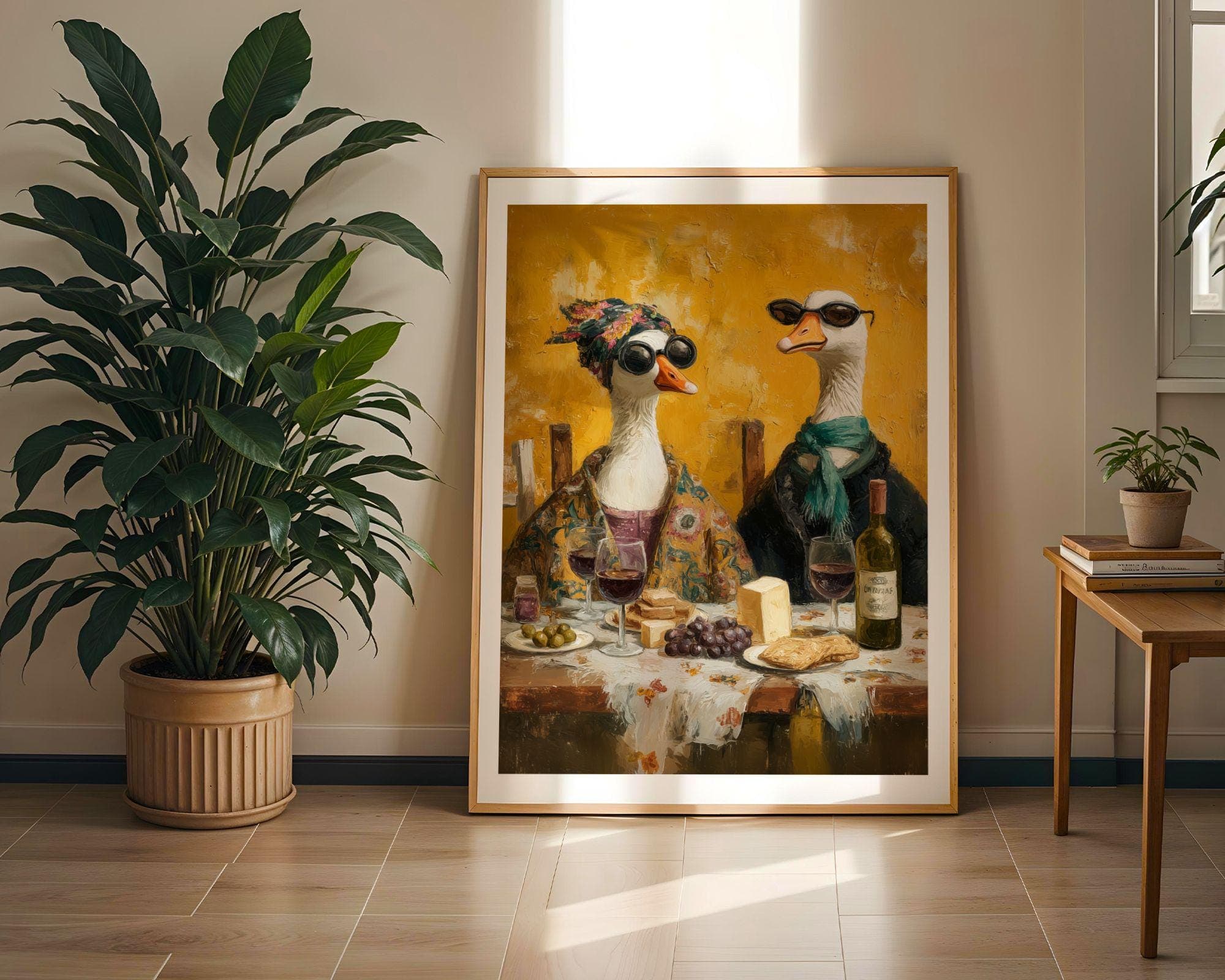 Funny Duck Wall Art, Funny Goose Art, Quirky Wall Art for Kitchen, Funny Kitchen Art, Wine Lover Wall Art, Silly Goose Wall Print, Digital - view 6