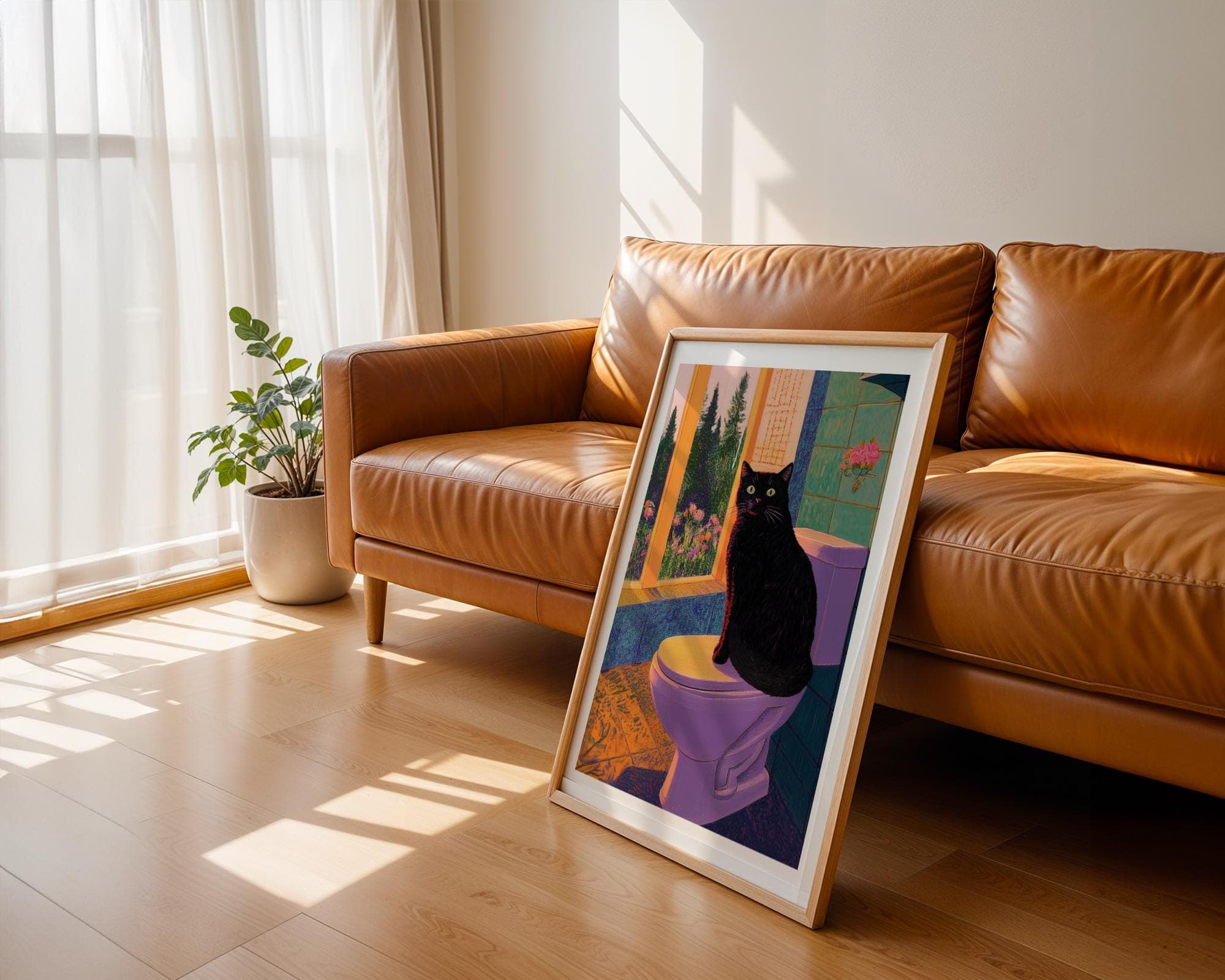 Funny Black Cat Bathroom Wall Art, Quirky Bathroom Decor, Quirky Cat Lover Gift, Black Cat Bathroom Print, Whimsical Cat Decor, Animal Print - view 5