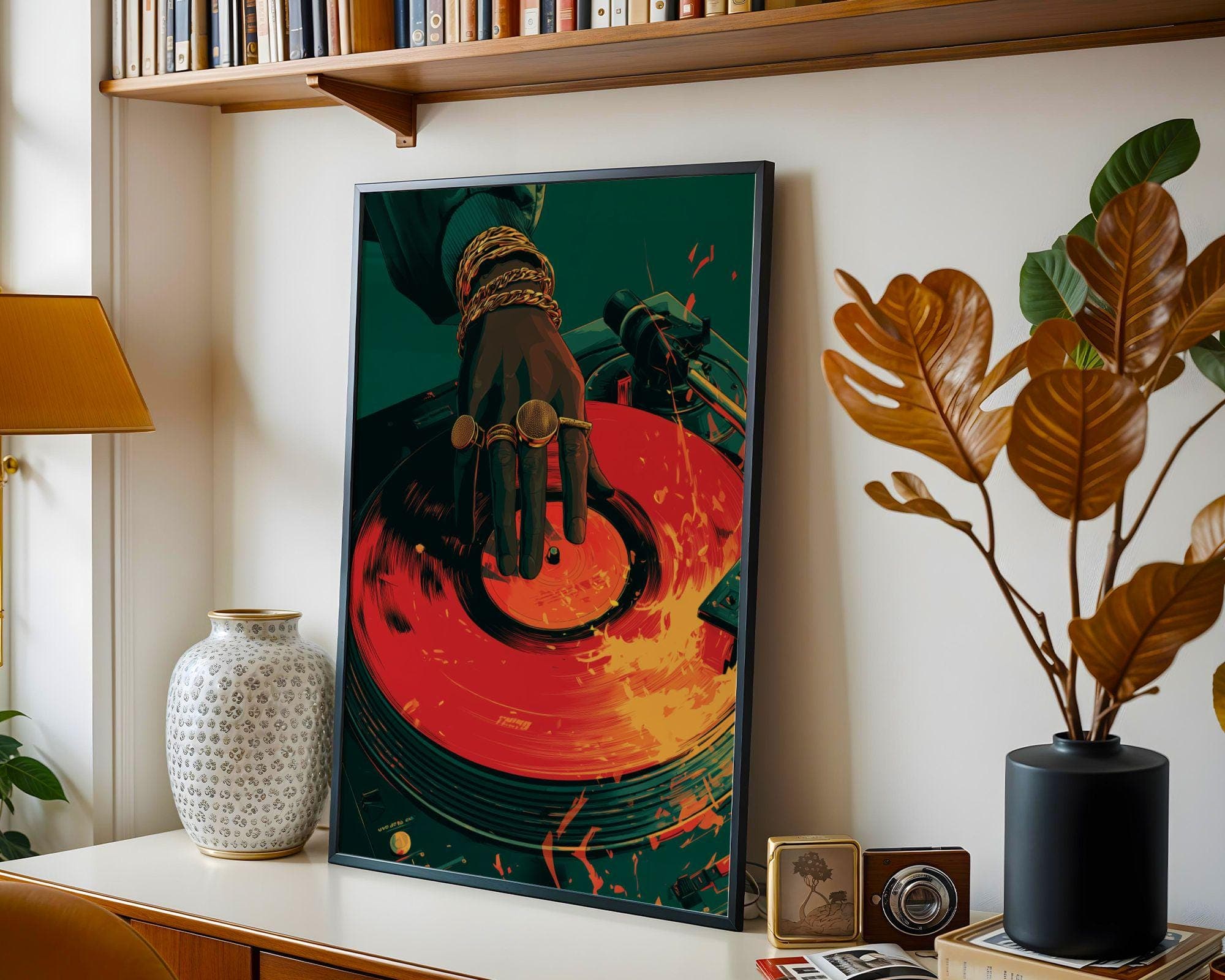 Vinyl Record Music Wall Art, Black Man DJ Art Painting, Turntable Poster Printable, Hip Hop Music Decor, Music Lover Wall Art, Dj Print - view 4