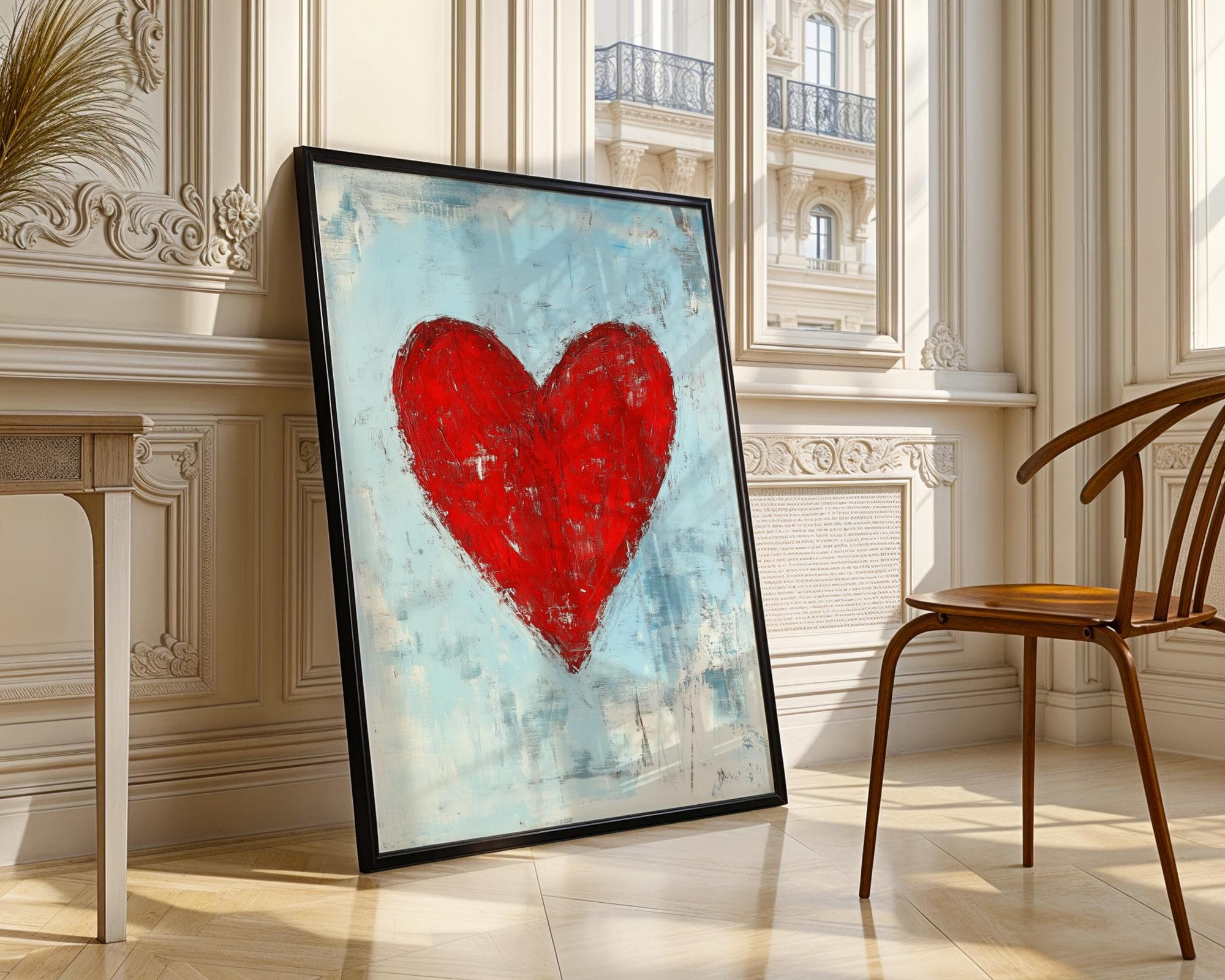 Valentines Day Red Heart Print, Valentines Wall Art, Vintage Valentines Day Decor, Romantic Wall Art Valentines Day, Gift For Her Art - view 2