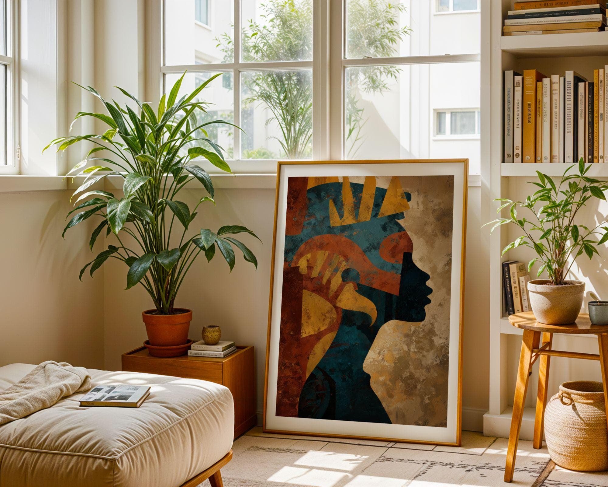 Afrocentric Abstract Wall Art, African American Wall Art, Black Woman Wall Art, Modern Afrocentric Canvas, Cultural Home Decor, Digital Art - view 7