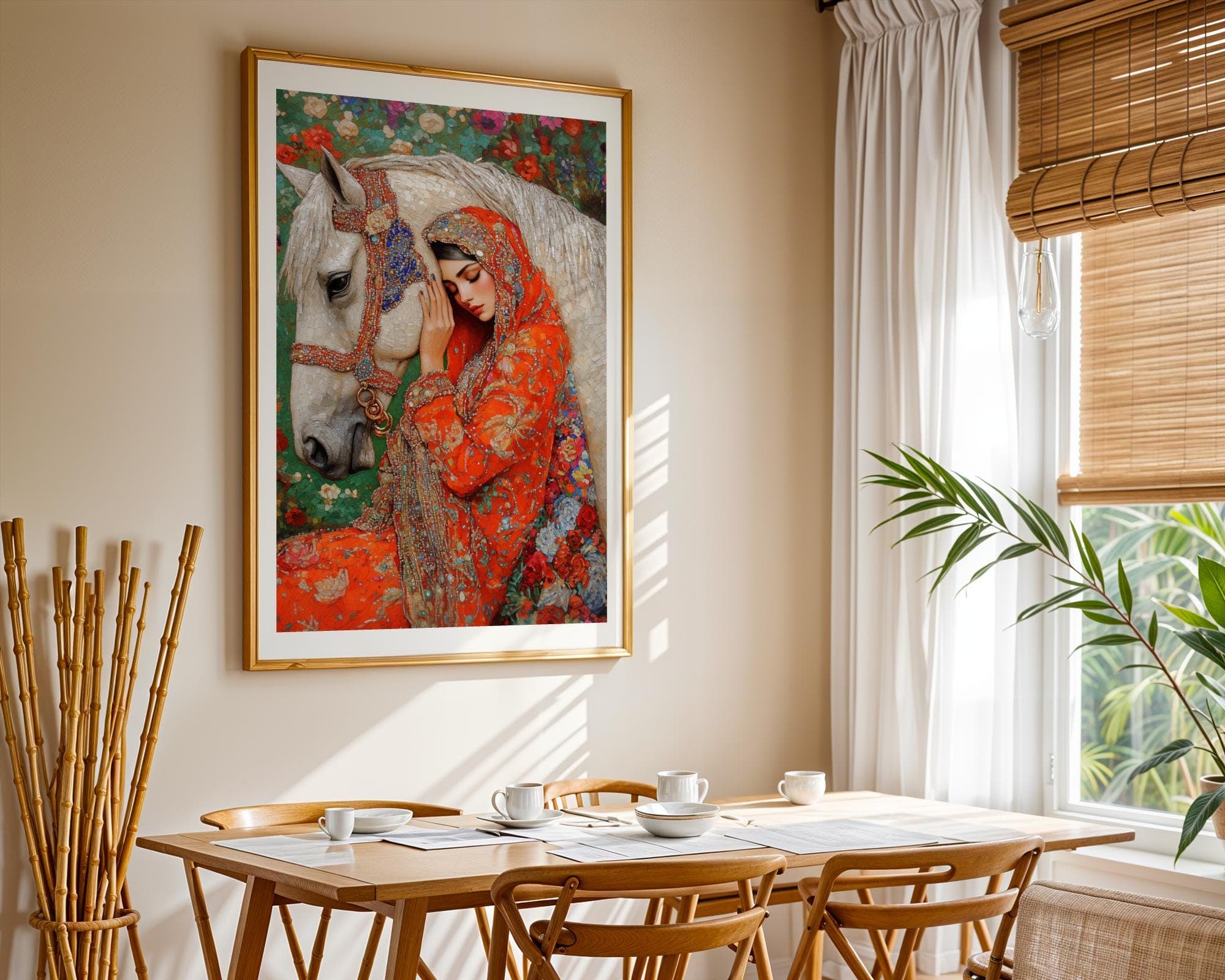 Colorful Mosaic Horse and Woman Art, Mosaic Style Wall Art, Romantic Mosaic Art, Bohemian Wall Decor, Digital Mosaic Print, Mosaic Art - view 5