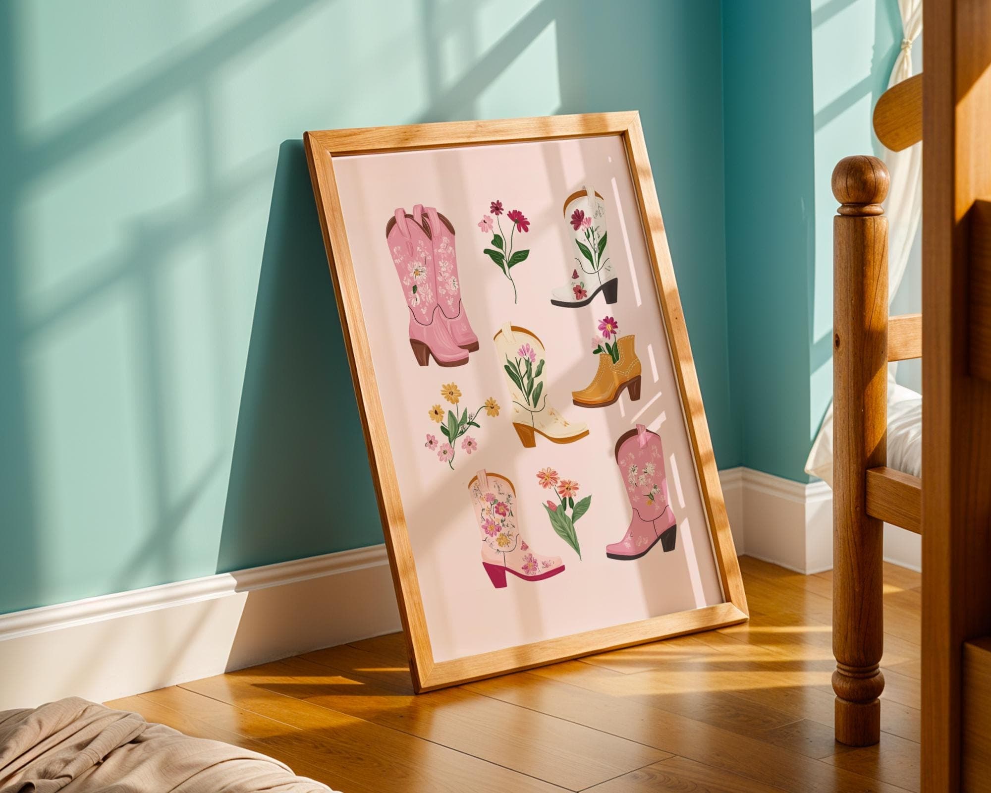 Floral Cowboy Boots Print, Girly Western Wall Decor (Digital Download) - view 7