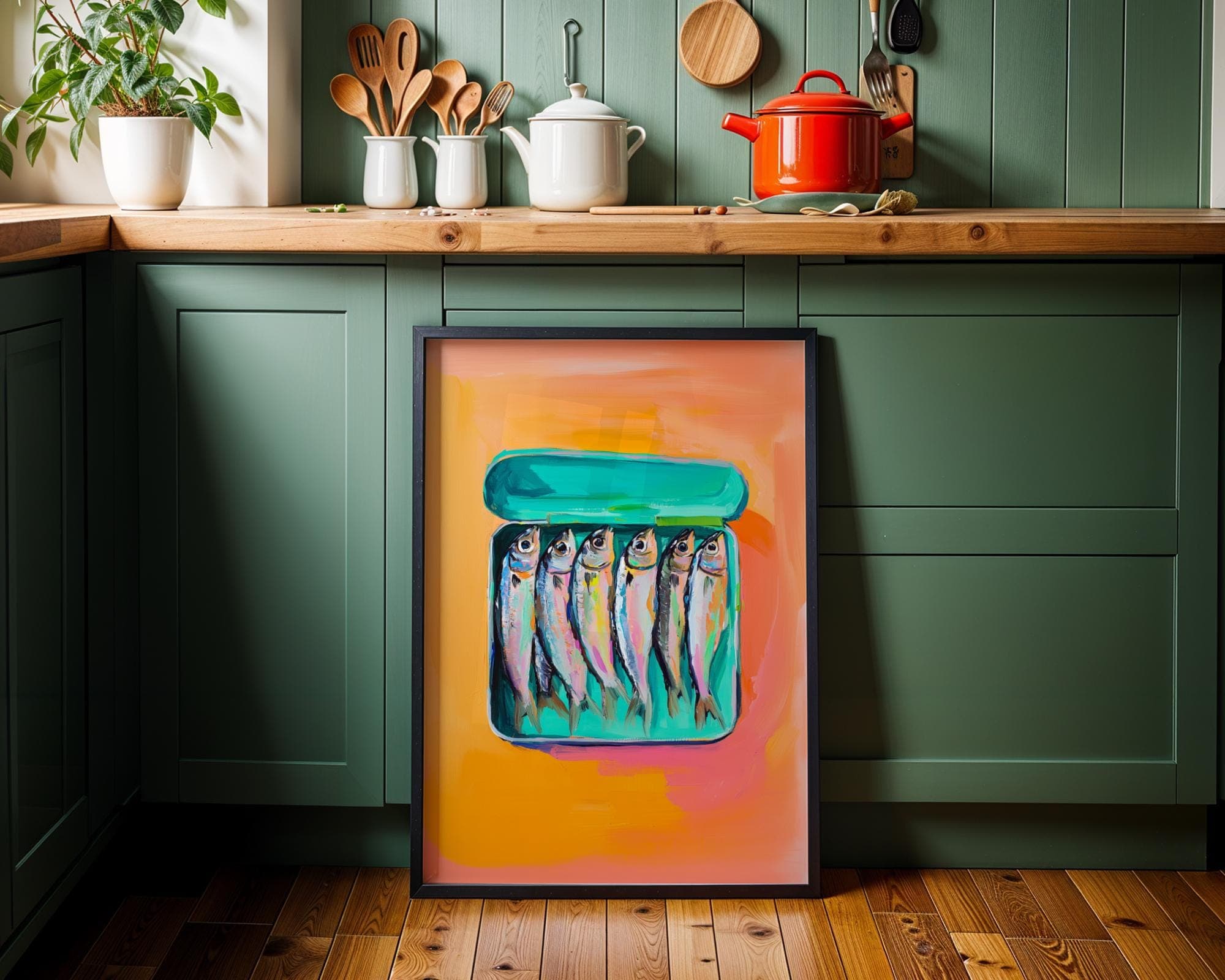 Sardines Print, Kitchen Print, Sardines Tin Wall Art, Dining Room Decor, Retro Food, Vintage Kitchen Decor, Fish Poster, Trendy Seafood Art - view 6