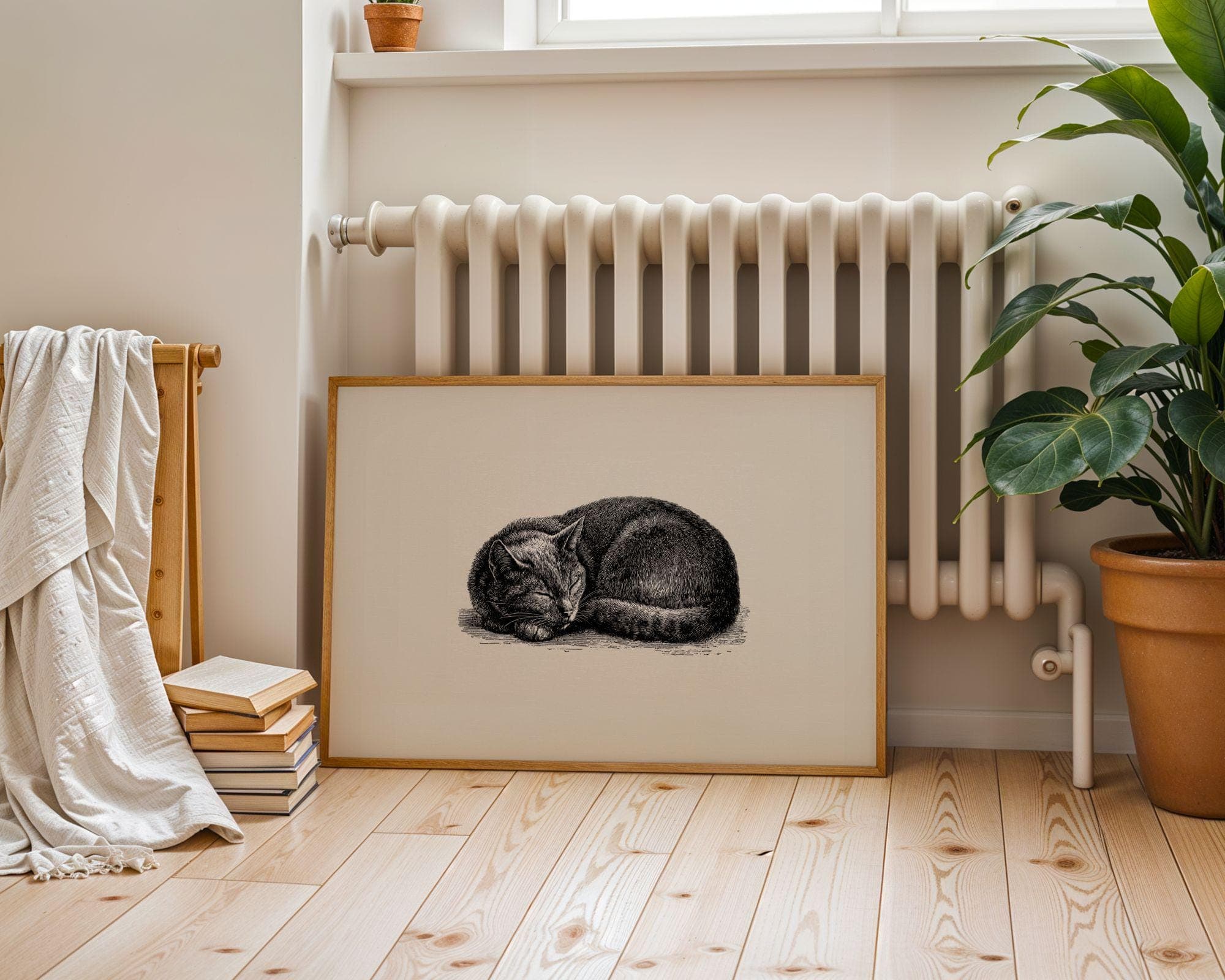Sleeping Cat Print, Ink Animal Wall Art, Pet Portrait Scribble Cat Minimalist Line Art, Playful Cat Digital Download, Cat Lovers Gift