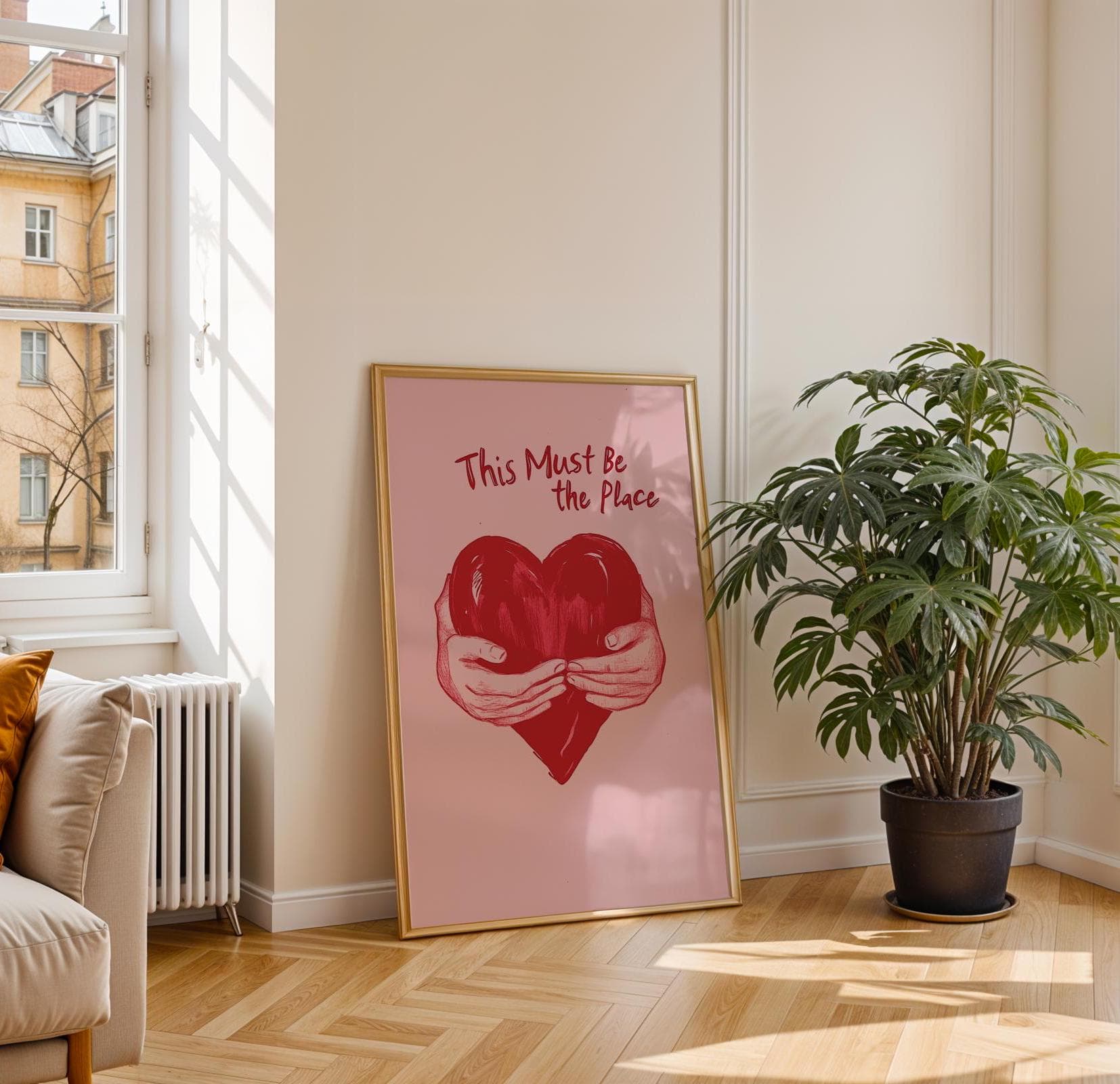 This Must Be The Place Digital Print, Cute Preppy Wall Art, Trendy Printable Poster, Valentines Day Gift Idea, Valentines Day Digital Print - view 2