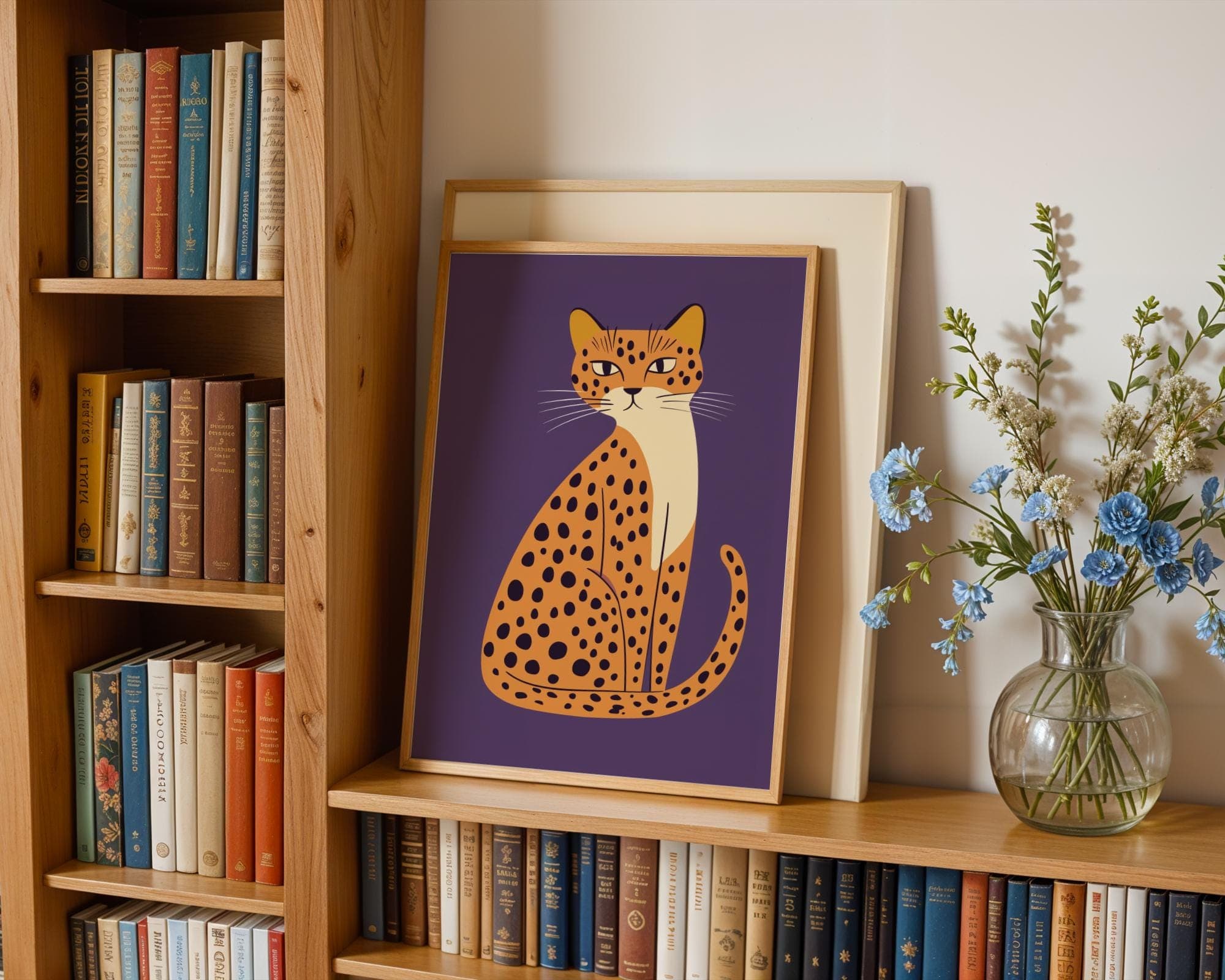 Modern Leopard Cat Wall Art Print, Minimalist Big Cat Poster, Leopard Cat Poster, Spotted Cat Print for Office, Leopard in Pop Art Style - view 3