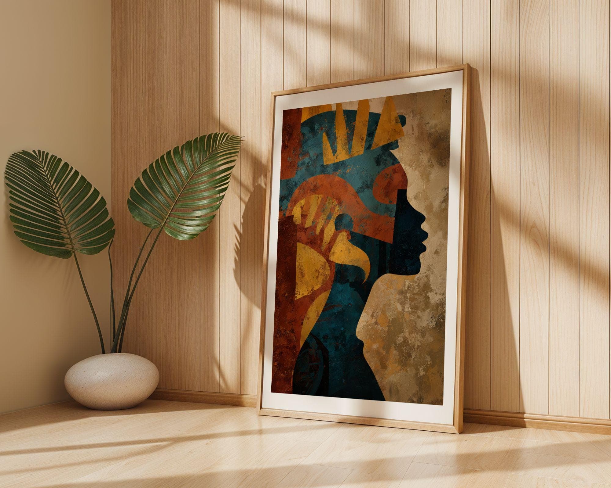 Afrocentric Abstract Wall Art, African American Wall Art, Black Woman Wall Art, Modern Afrocentric Canvas, Cultural Home Decor, Digital Art - view 5