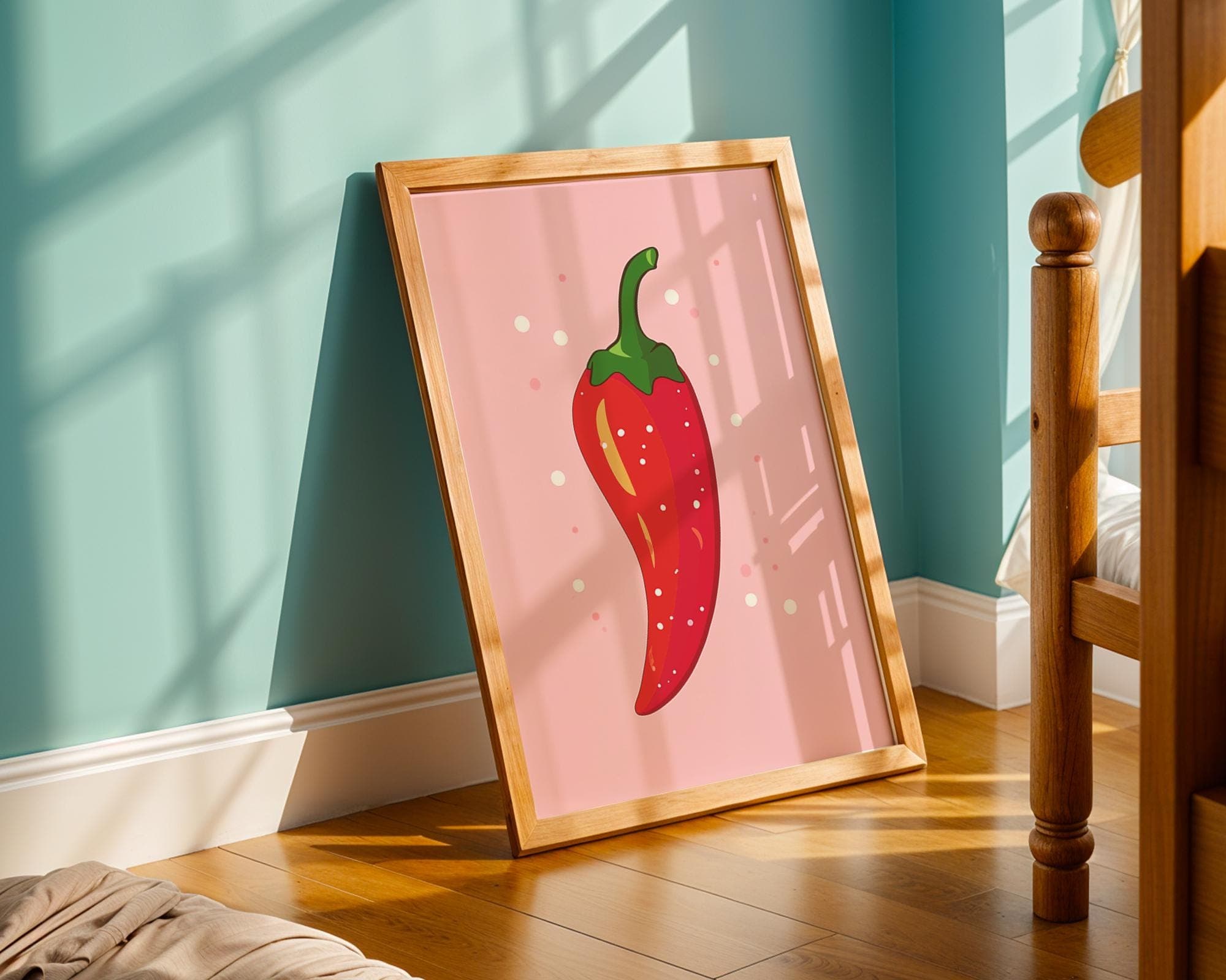 Chili Pepper Wall Art | Vintage Print | Red Hot Chili Pepper Art | Kitchen Decor | Trendy Art | Digital | Pink Wall Decor | PRINTABLE - view 7