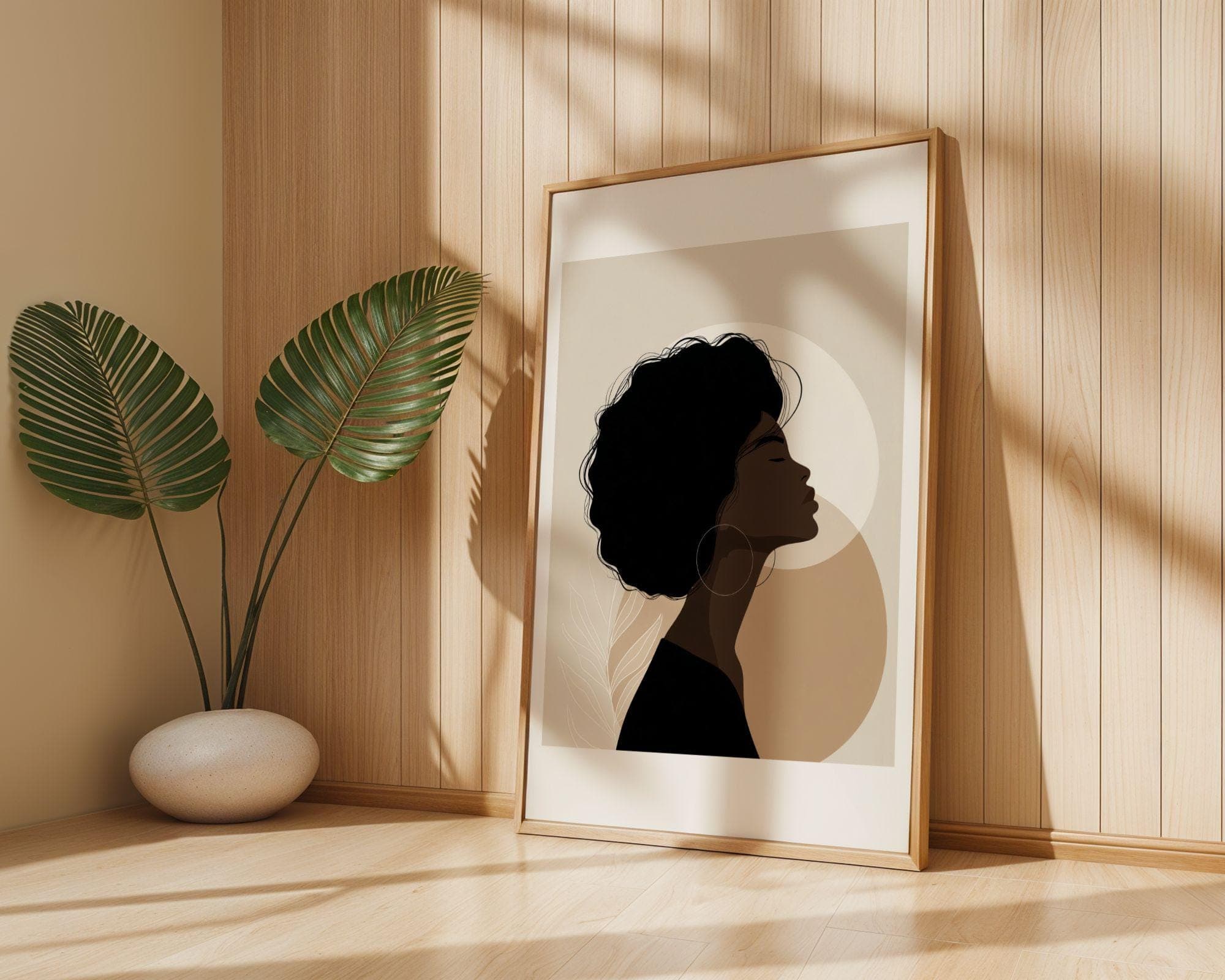 African Girl Printable Wall Art, Black Woman Print, Boho Woman Art, African American Woman Face Art, Black Female Silhouette, Gallery Decor - view 2
