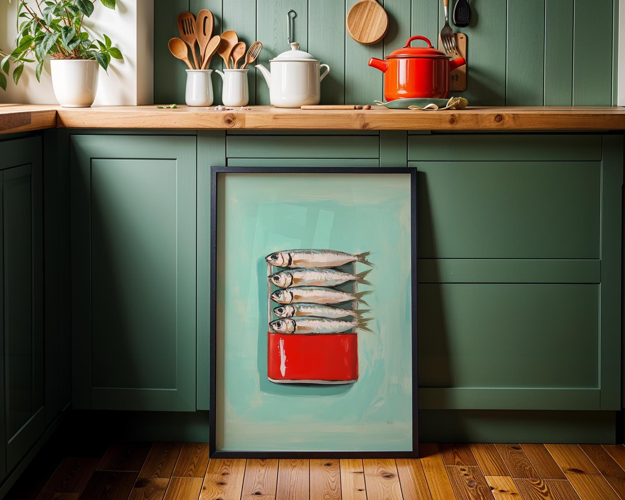 Sardines Painting, Sardine Print, Vintage Fish Wall Art, Vintage Sardine Tin Poster, Seafood Kitchen Print, Nautical Wall Art, Printable Art - view 4