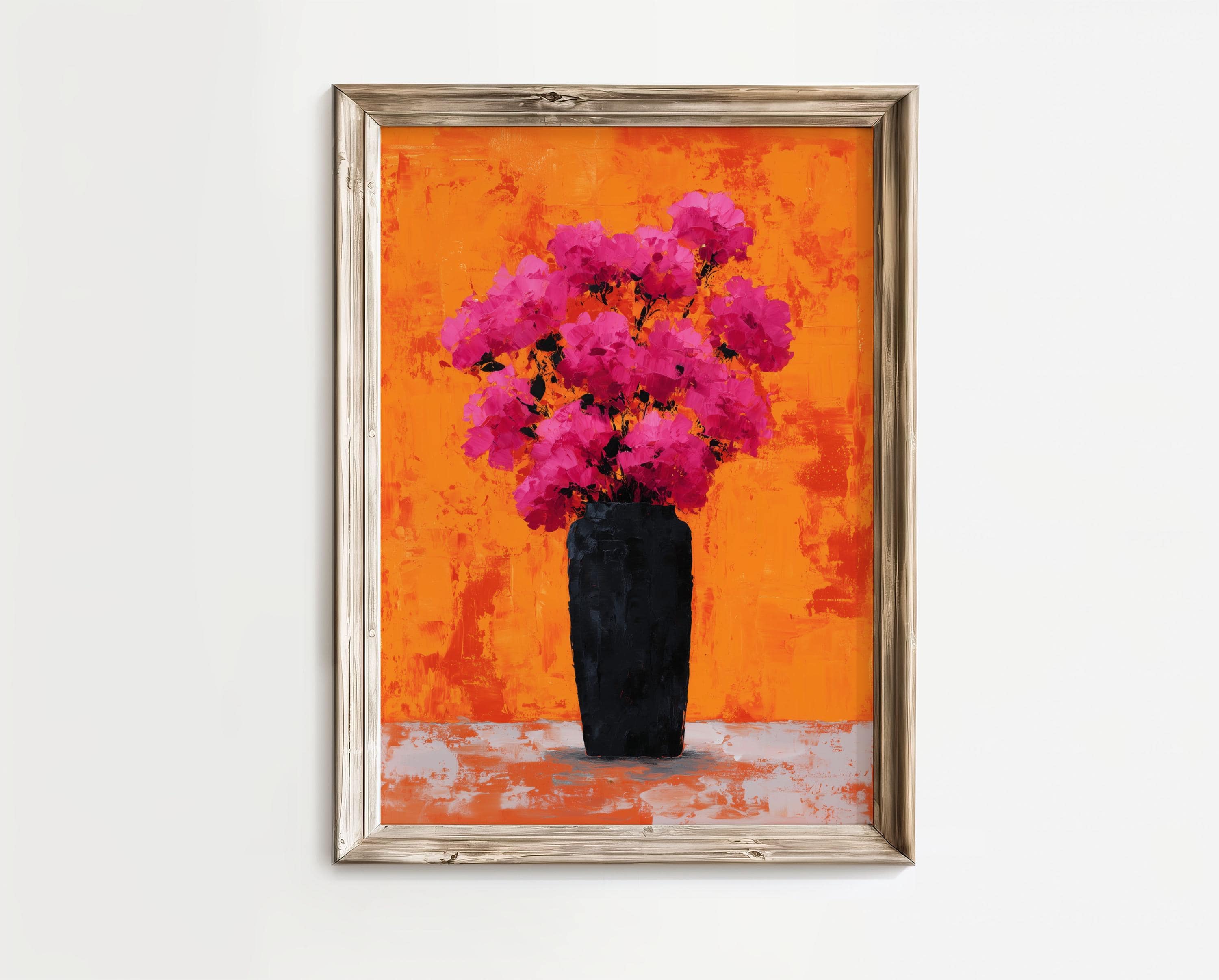 Abstract Floral Wall Art, Colorful Floral Poster, Pink Flower Art Print, Pink Bouquet Painting, Contemporary Floral Art, Gallery Wall Print