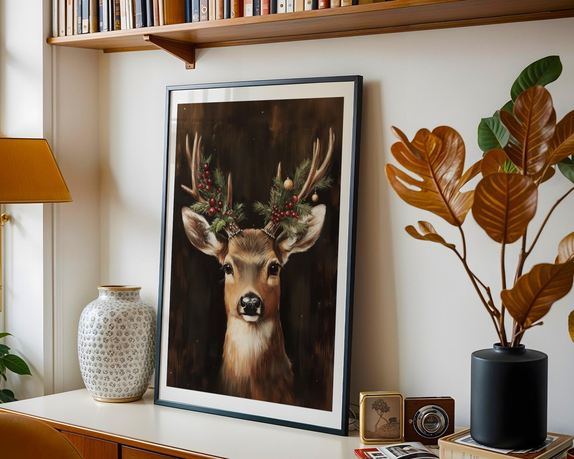 Christmas Reindeer Print, Vintage Deer Print, Farmhouse Decor, Winter Wall Art, Christmas Festive Decor, Digital Download, Deer Poster - view 5