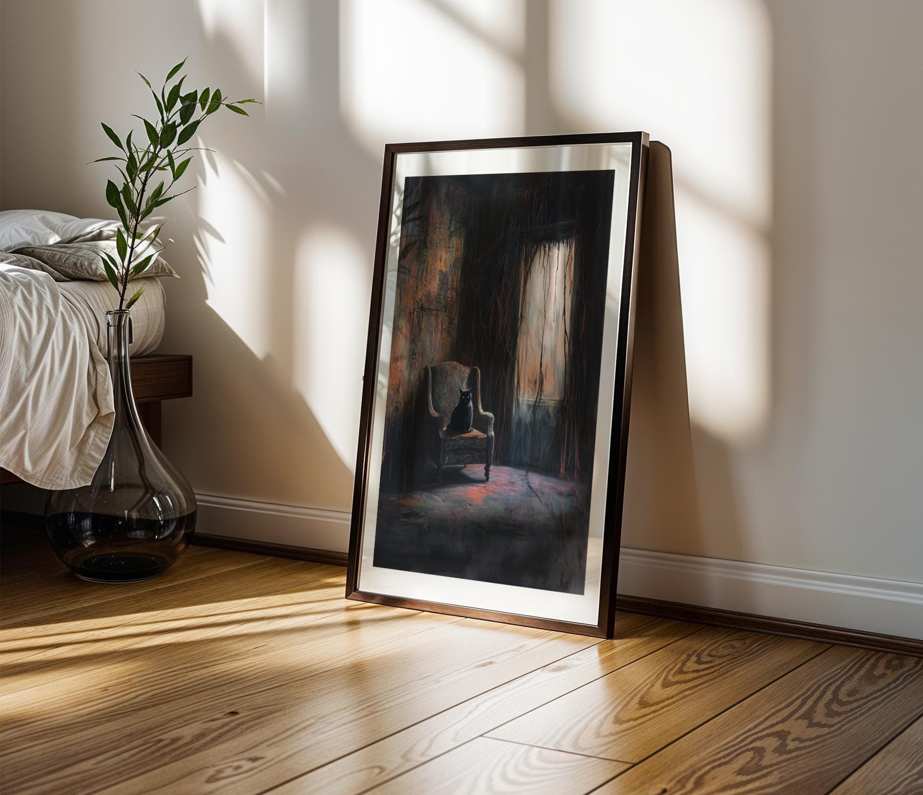 Gothic Black Cat Wall Art, Vintage Black Cat Wall Art, Mystical Cat and Moody Room Art, Moody Wall Art, Moody Digital Wall Art, Cat Poster - view 7