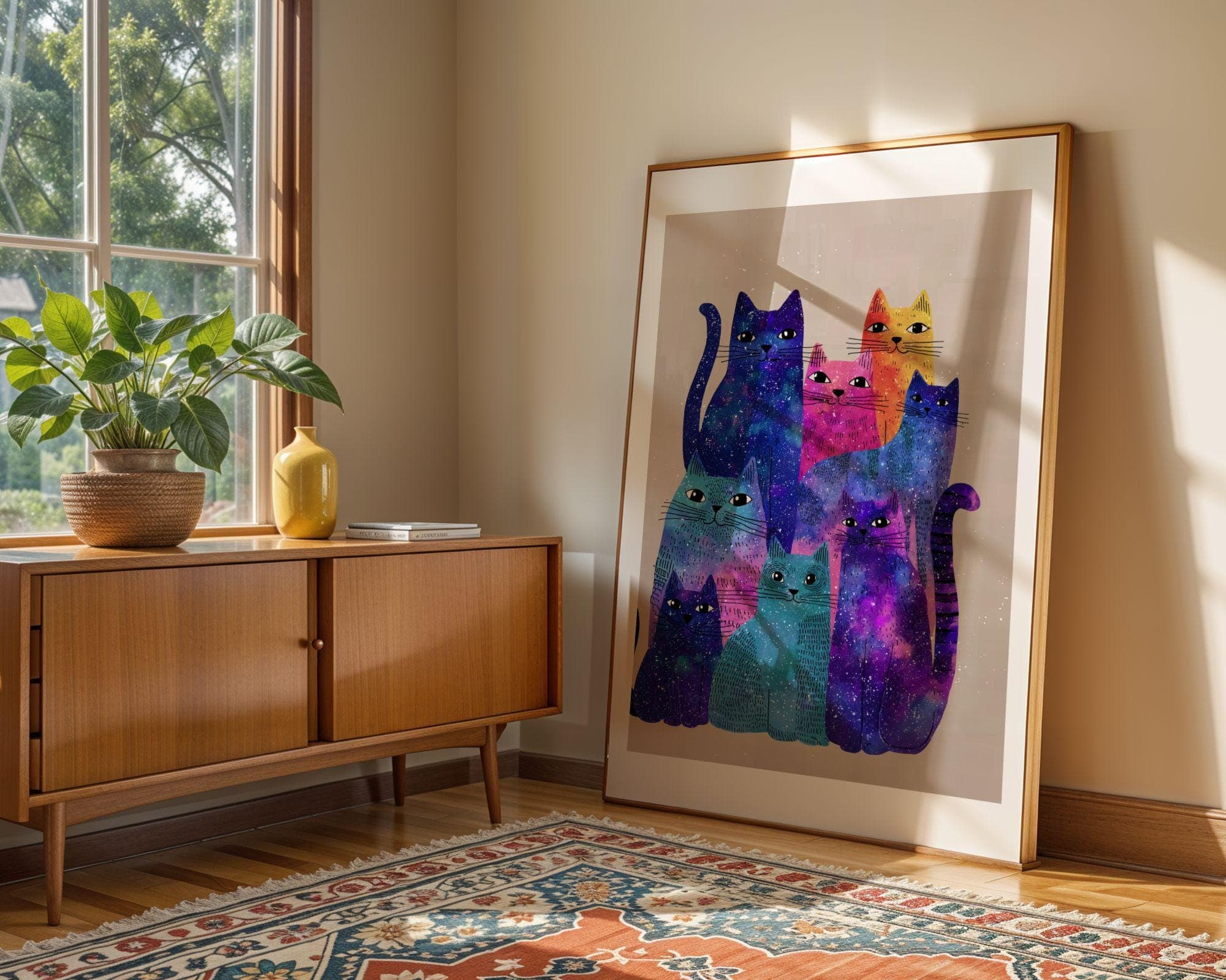 Abstract Galaxy Cats Art Print, Whimsical Animal Poster (Digital Download) - view 8