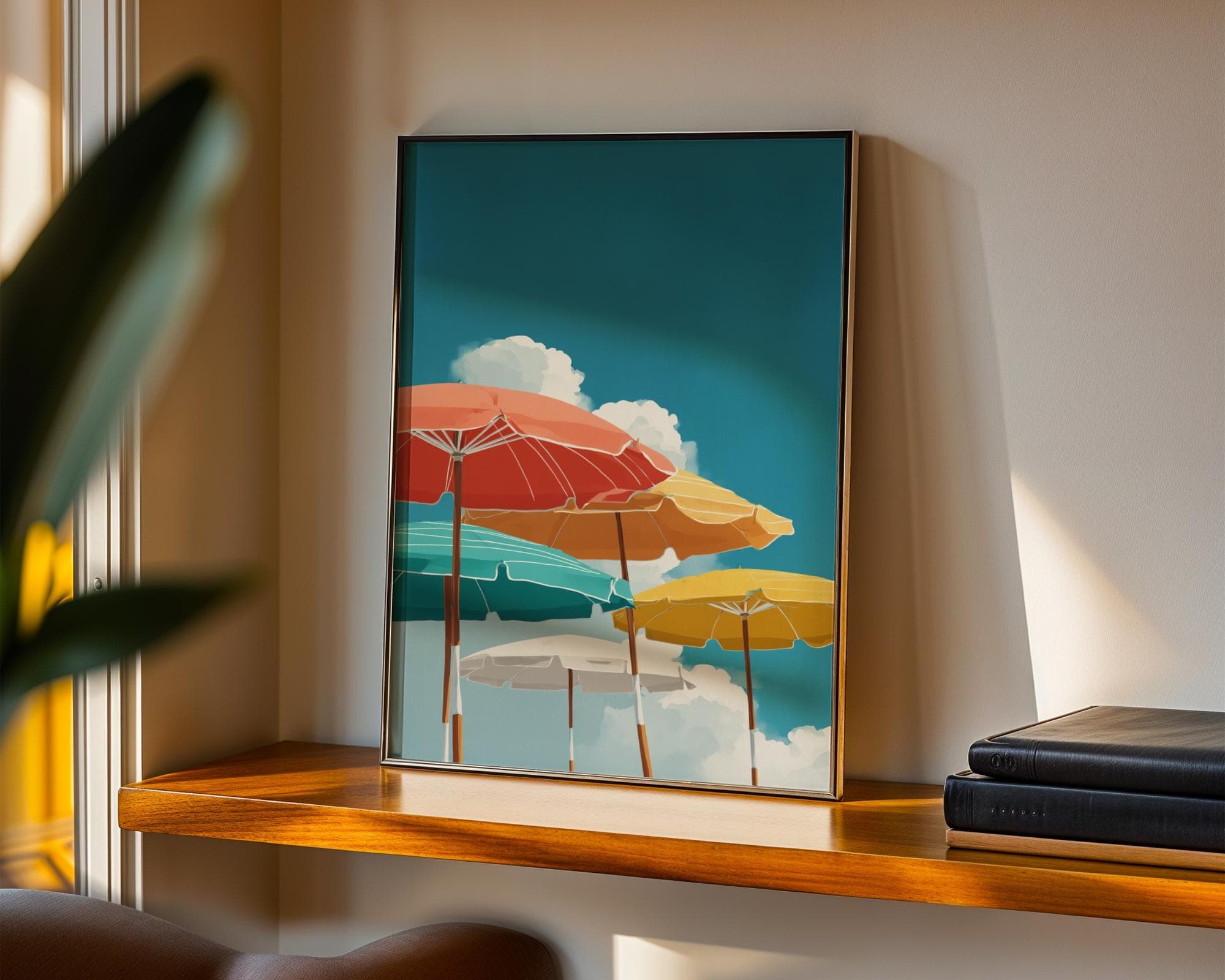 Retro Beach Umbrella Print: Colorful Coastal Wall Art (Digital Download - view 3