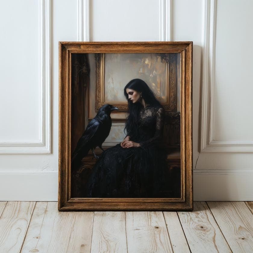 Gothic Princess, Artful Raven Art, Dark Romance, Gothic Beauty Printable Fine Art, Gothic Oil Painting Print, Moody Victorian Art, Dark Goth