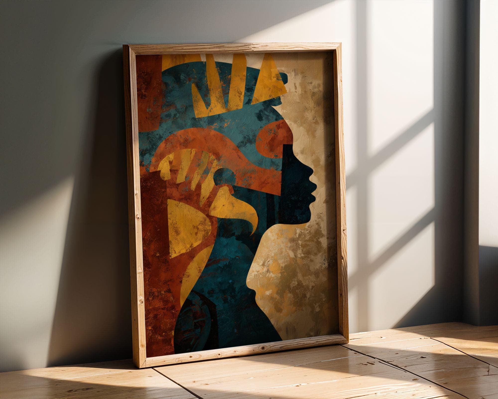 Afrocentric Abstract Wall Art, African American Wall Art, Black Woman Wall Art, Modern Afrocentric Canvas, Cultural Home Decor, Digital Art - view 3