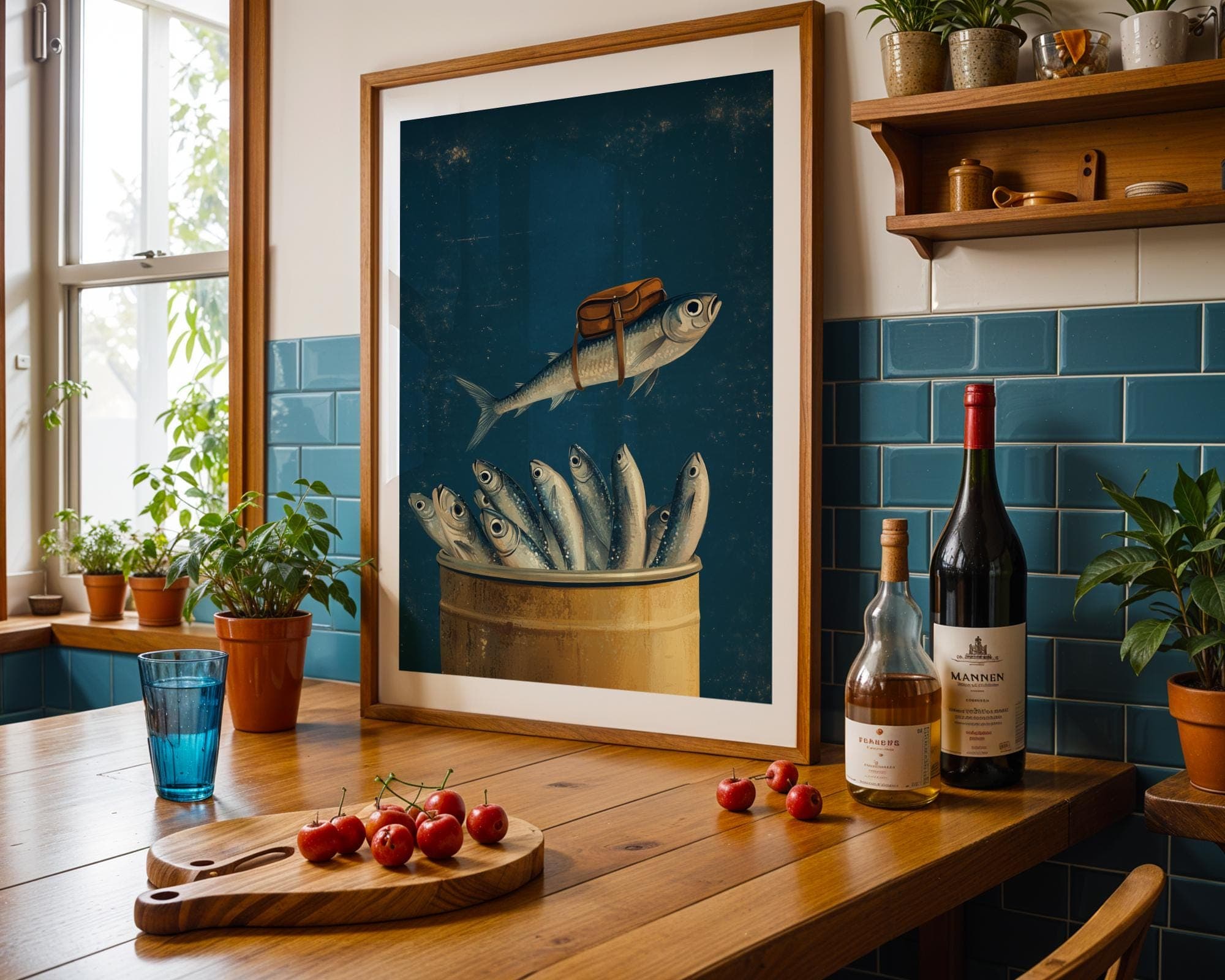 Retro Sardine Tin Wall Art, Quirky Bathroom Wall Art, Tinned Sardines Poster, Sardine Tin Poster, Humorous Sardine Wall Art, Quirky Bathroom - view 2