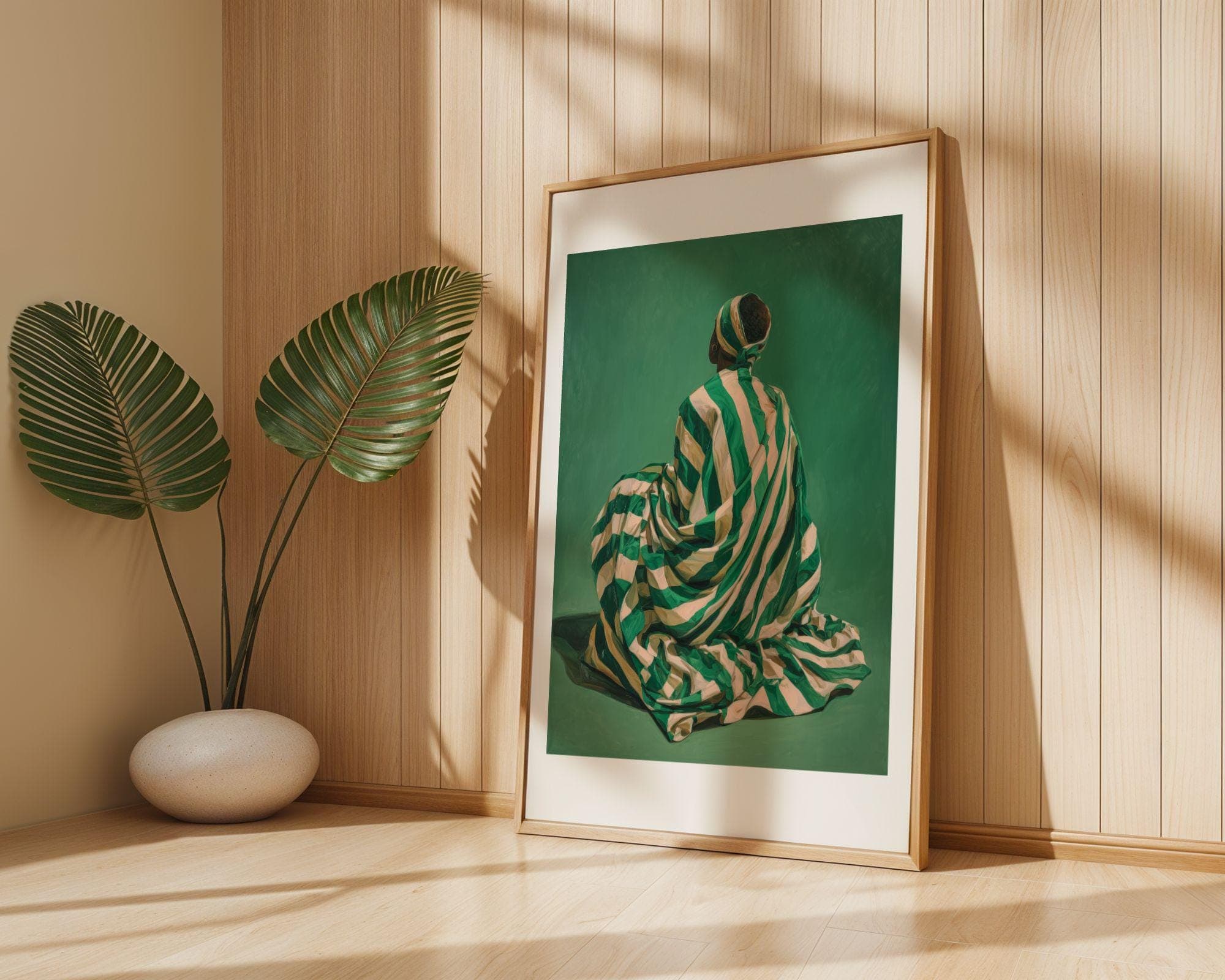 African American Wall Art, Emerald Green Decor, Afrocentric Wall Decor, Emerald Green Background Print, Contemporary Wall Decor, Digital Art - view 3