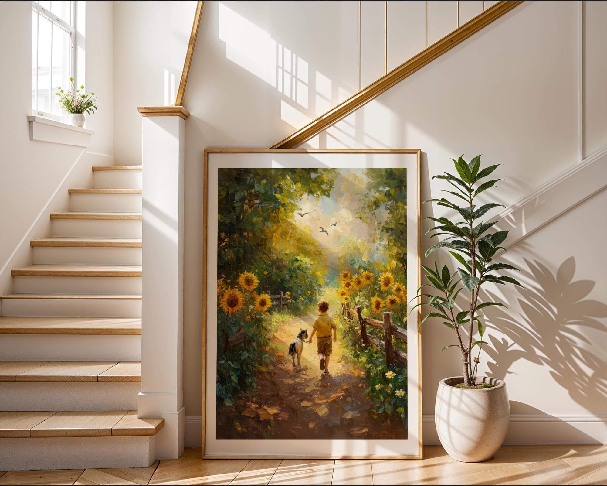 Country Path Wall Art, Heartwarming Countryside Wall Art, Pastoral Scene Print, Golden Hour Country Art,Wholesome Farm Decor, Printable - view 4