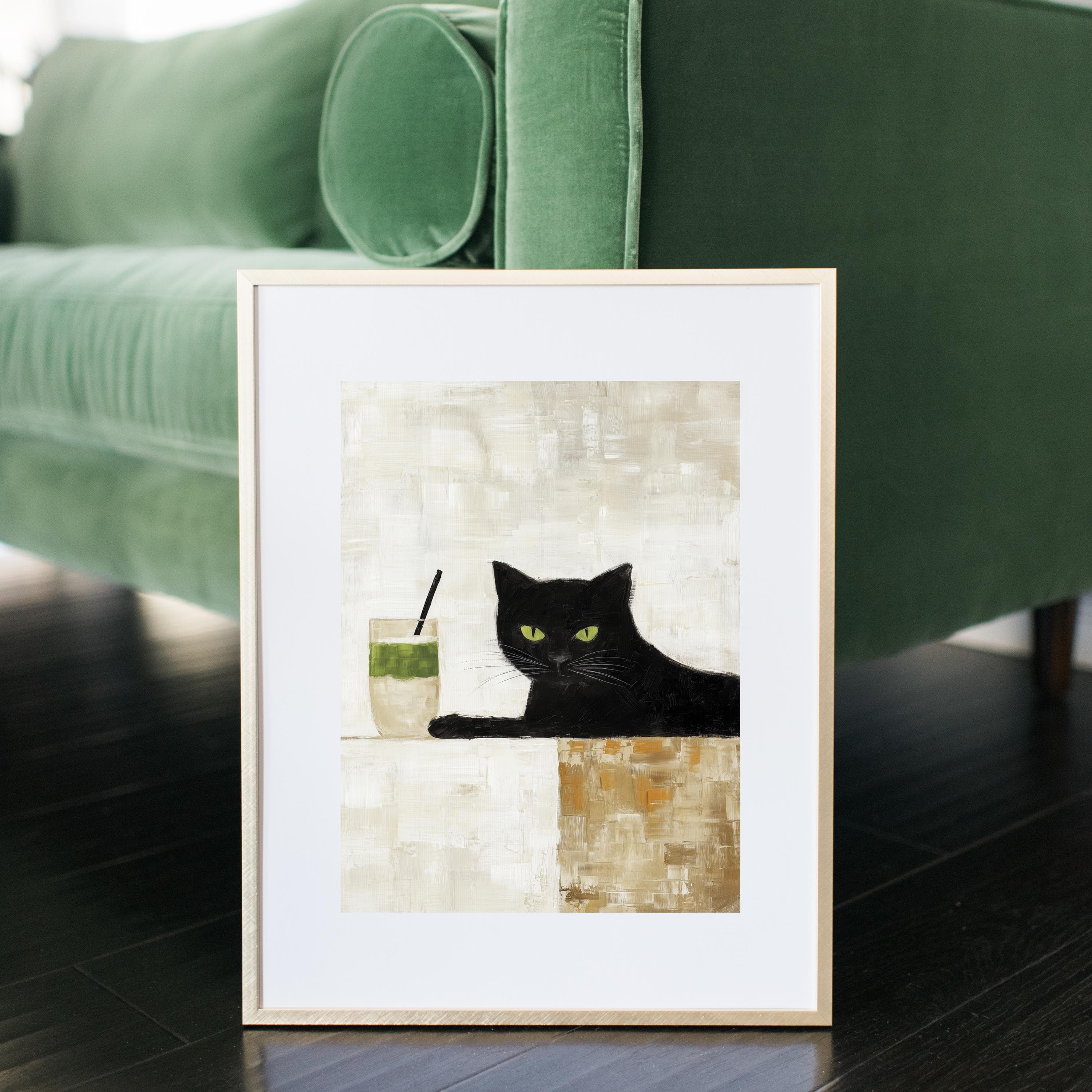 Abstract Black Cat Oil Painting, Minimalist Black Cat Poster, Abstract Animal Wall Art, Whimsical Black Cat Art, Abstract Oil Painting Print - view 3