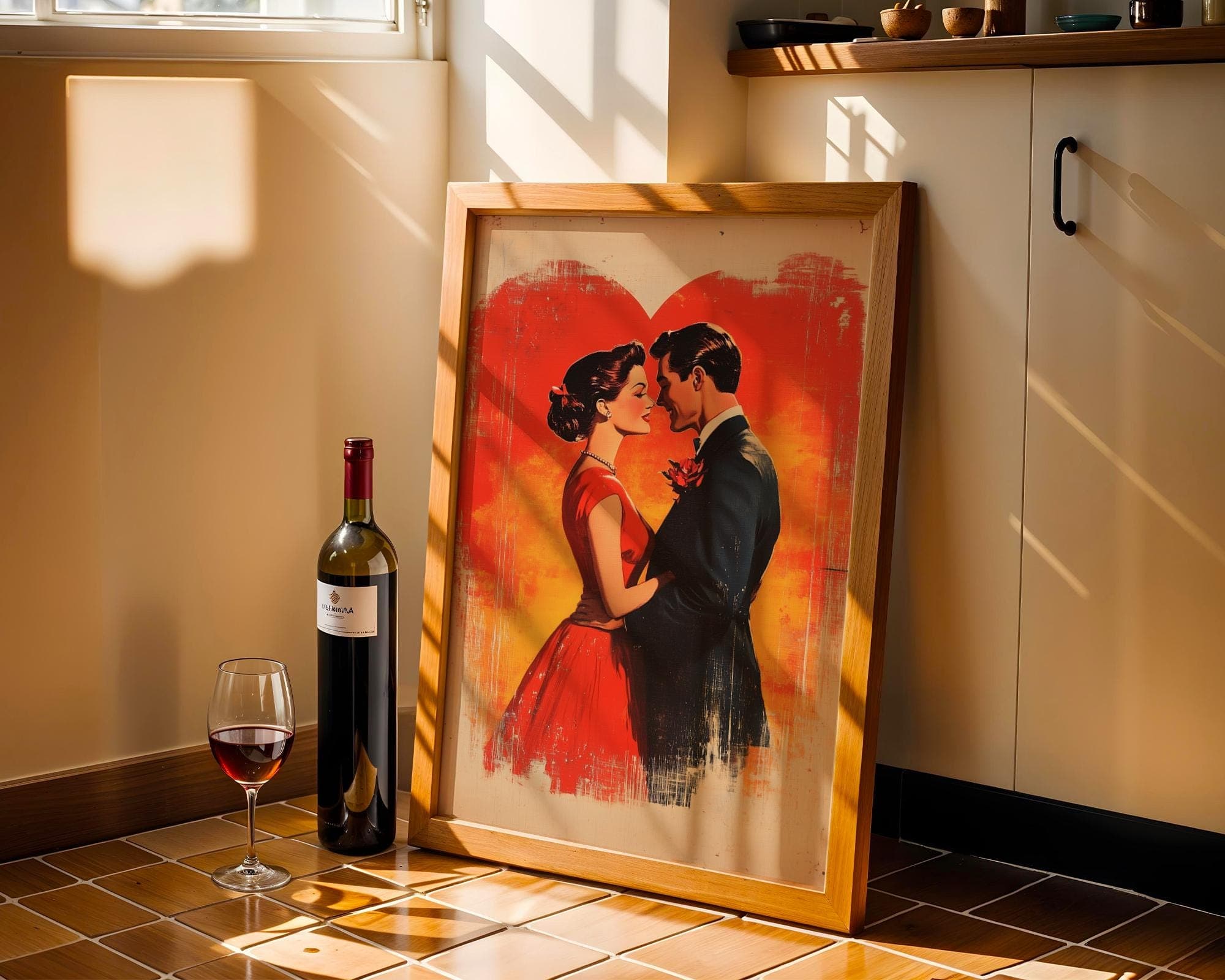 Vintage Couple Wall Art, Vintage Digital Wall Art, Printable Romantic Couple Wall Art, Love Wall Art, Couple Painting, Hugging Couple Print - view 3