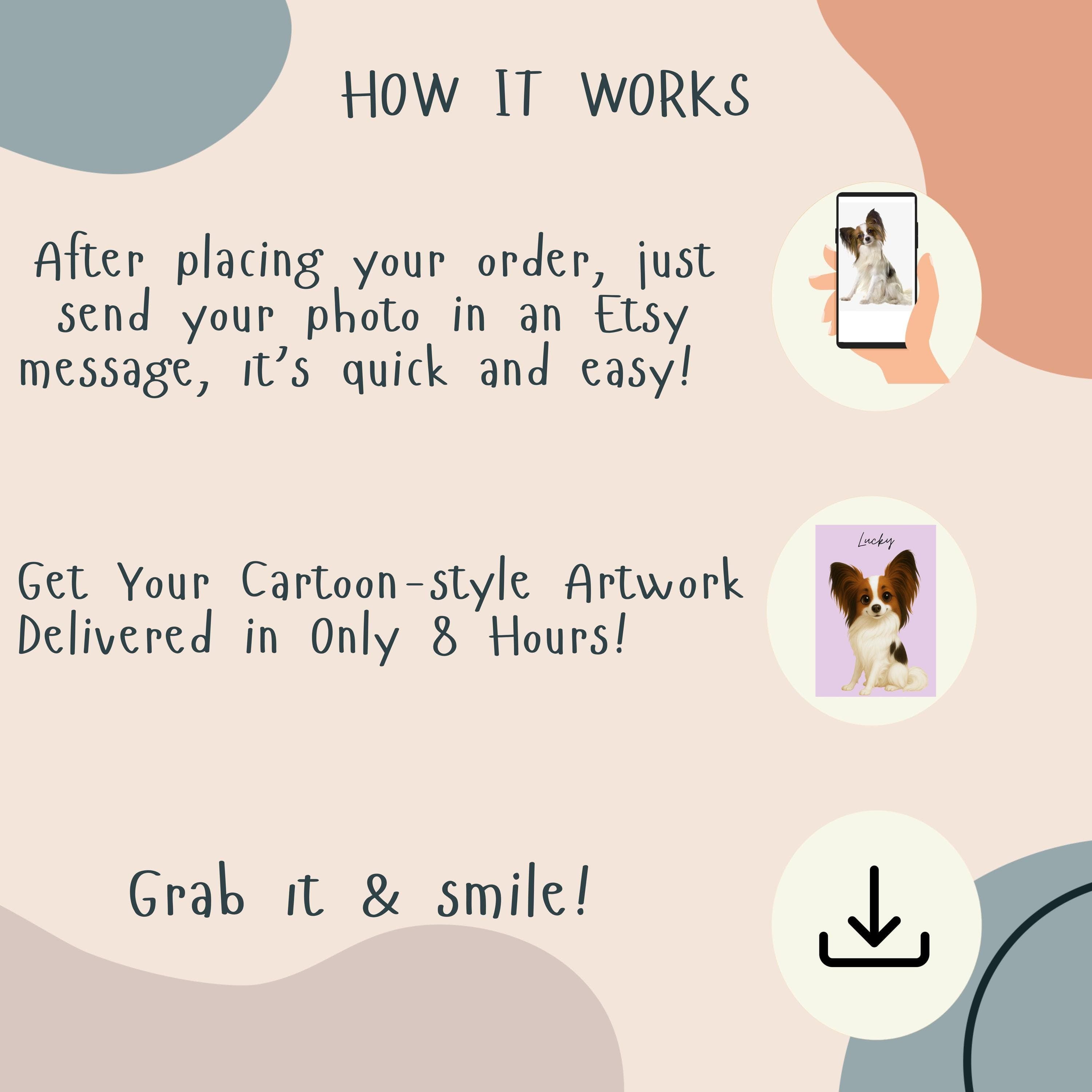 Cartoon Pet Portrait, Custom Dog or Cat Art (Digital Download) - view 5