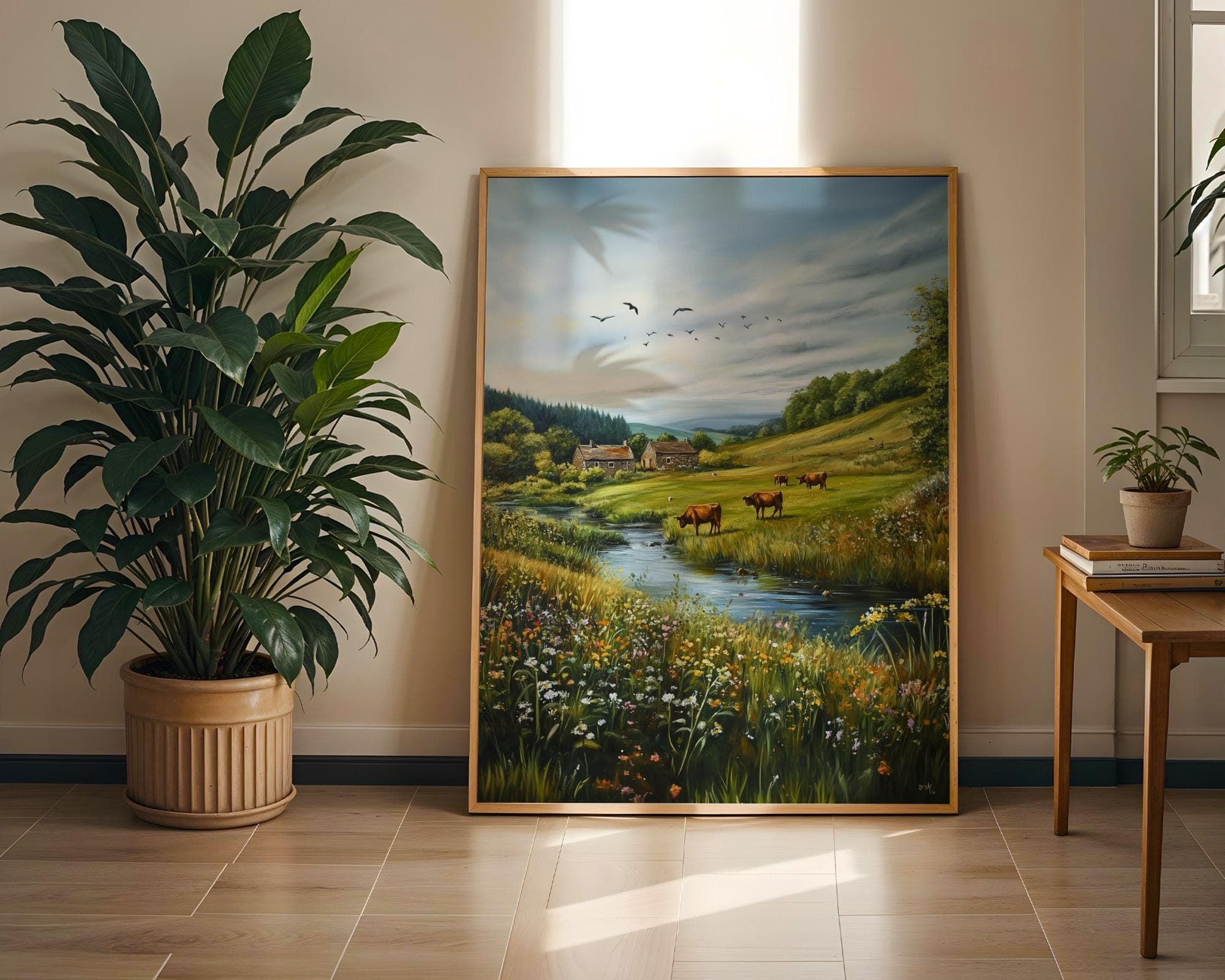 Country Meadow Wall Art, Farmhouse Wall Art Print, Rural Farm River Art, Cottagecore Nature Print, Farmhouse Wall Art Print, Printable Art - view 5