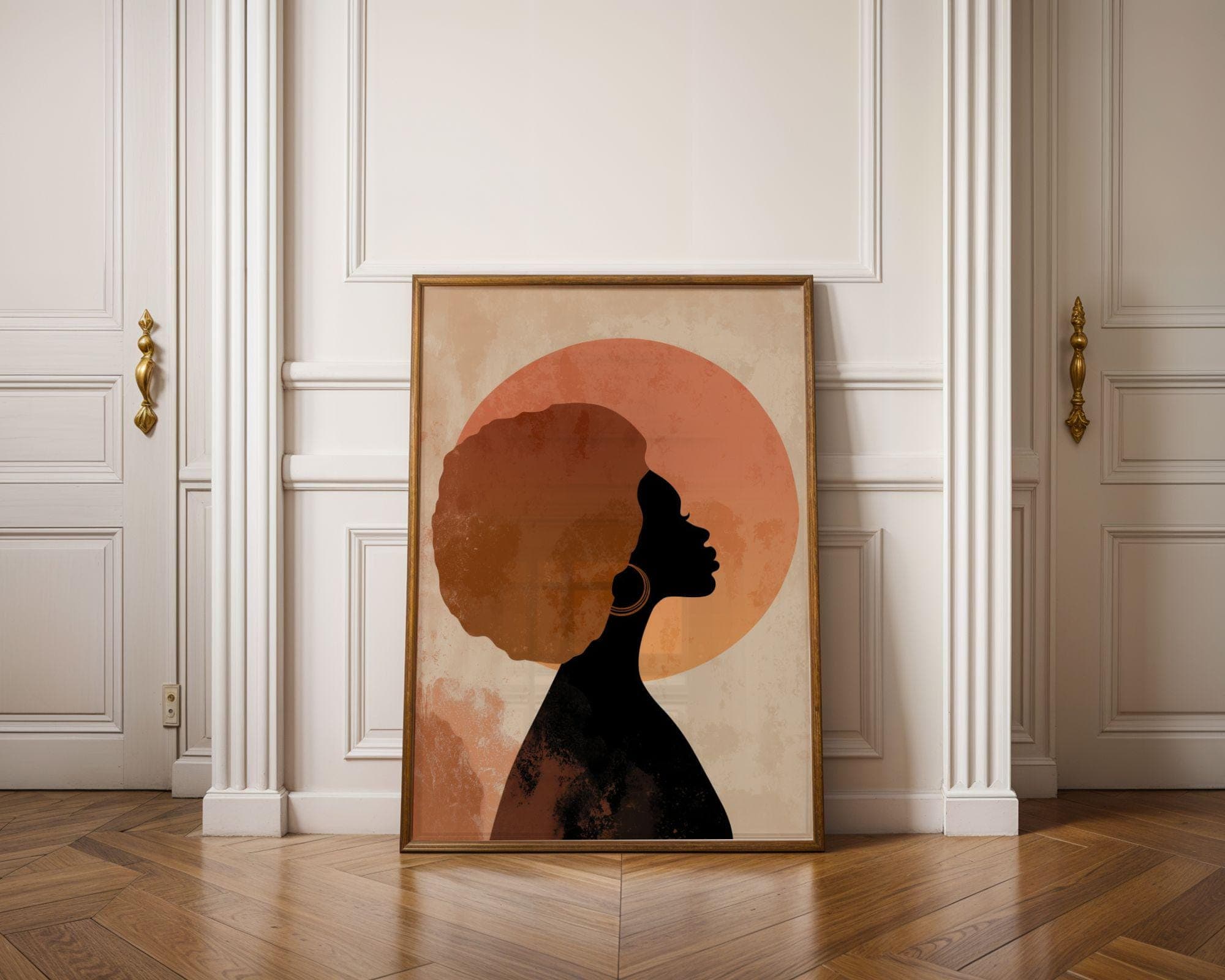 African American Wall Art, Minimalist Portrait Print, Afrocentric Wall Decor, Terracotta Portrait Art, Black Female Silhouette Art