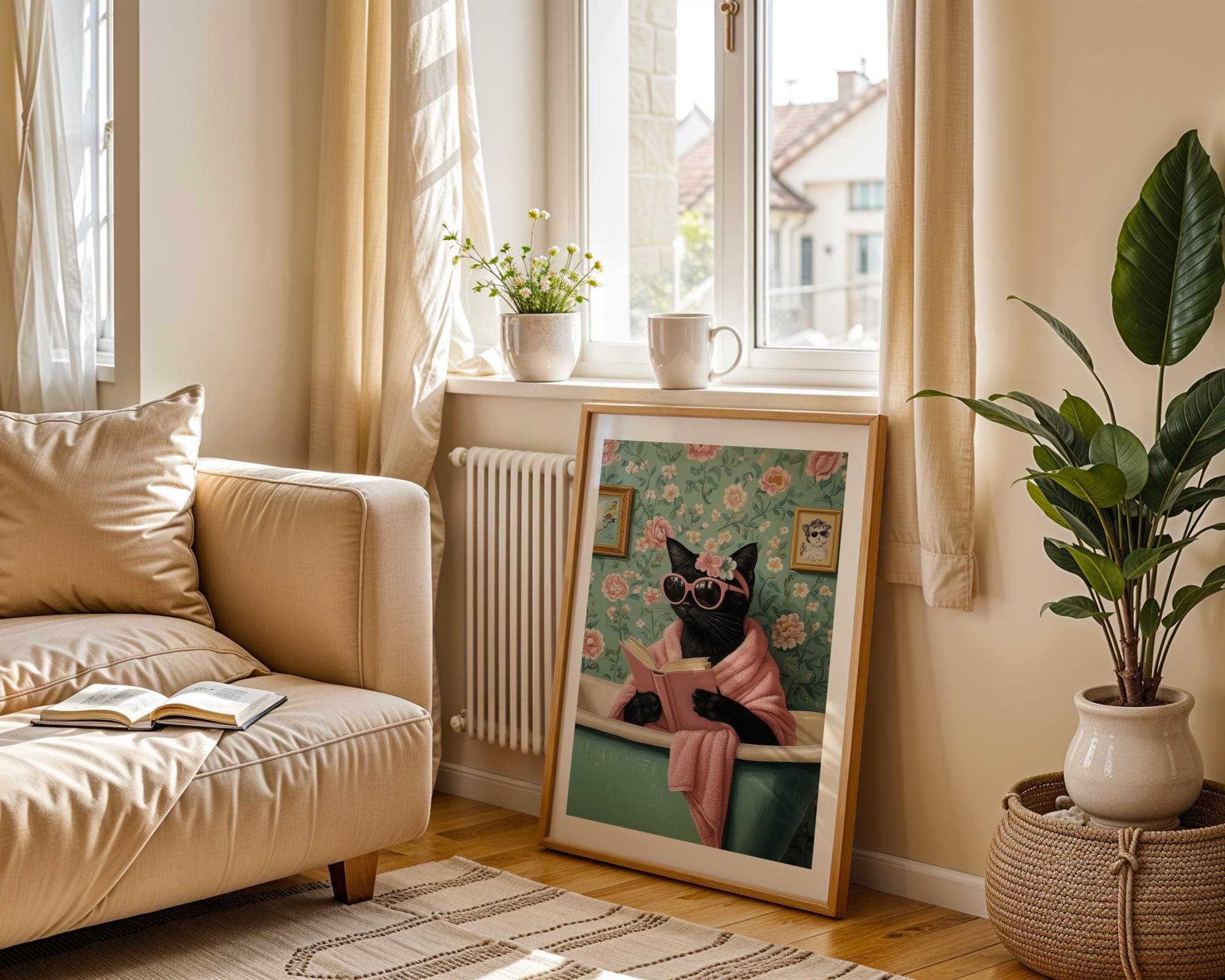 Bathroom Black Cat Poster, Funny Bathroom Wall Decor, Toilet Wall Posters, Adorable Cat Poster, Bath Prints, Quirky Cat Wall Art, Quirky Art - view 4
