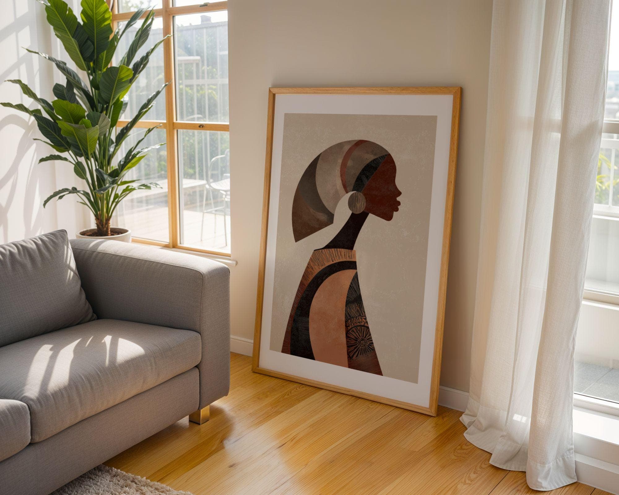 African American Wall Art, Modern Afrocentric Decor, African Art Print, Abstract Black Woman Wall Art Print, Neutral Wall Art Print - view 7