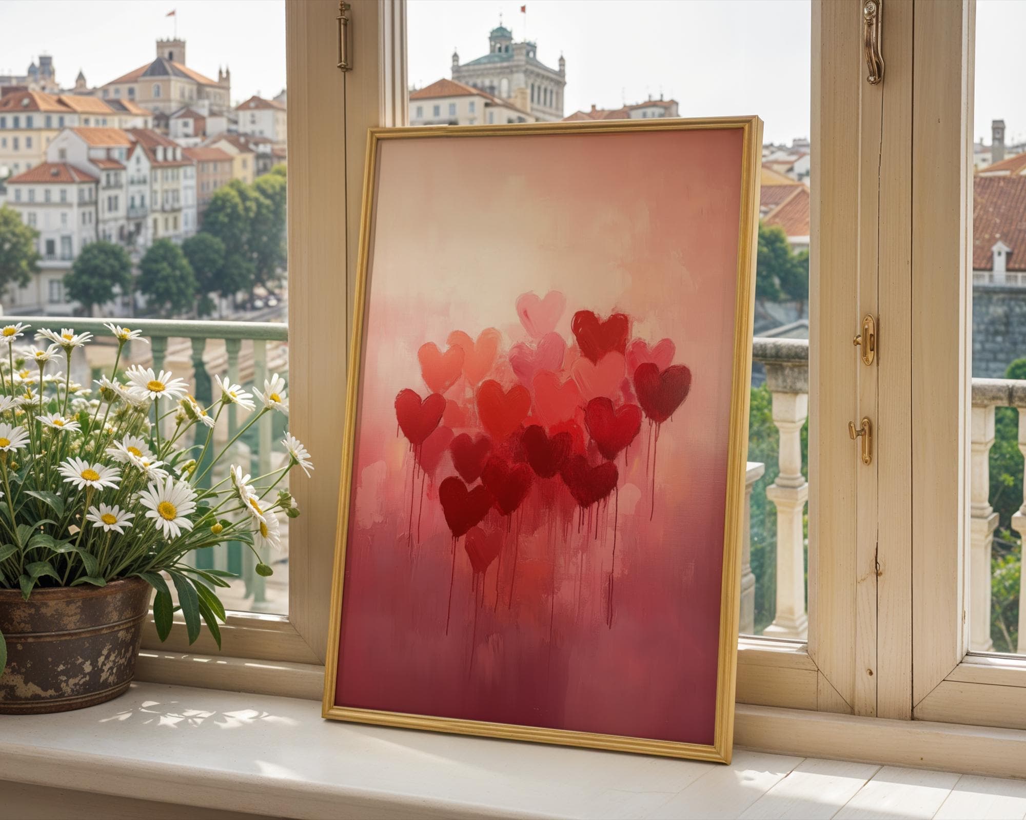 Abstract Heart Art Print, Valentine’s Day Wall Art, Valentine Home Decor, Vintage Valentines Day Decor, Romantic Wall Art, Digital Heart Art - view 4