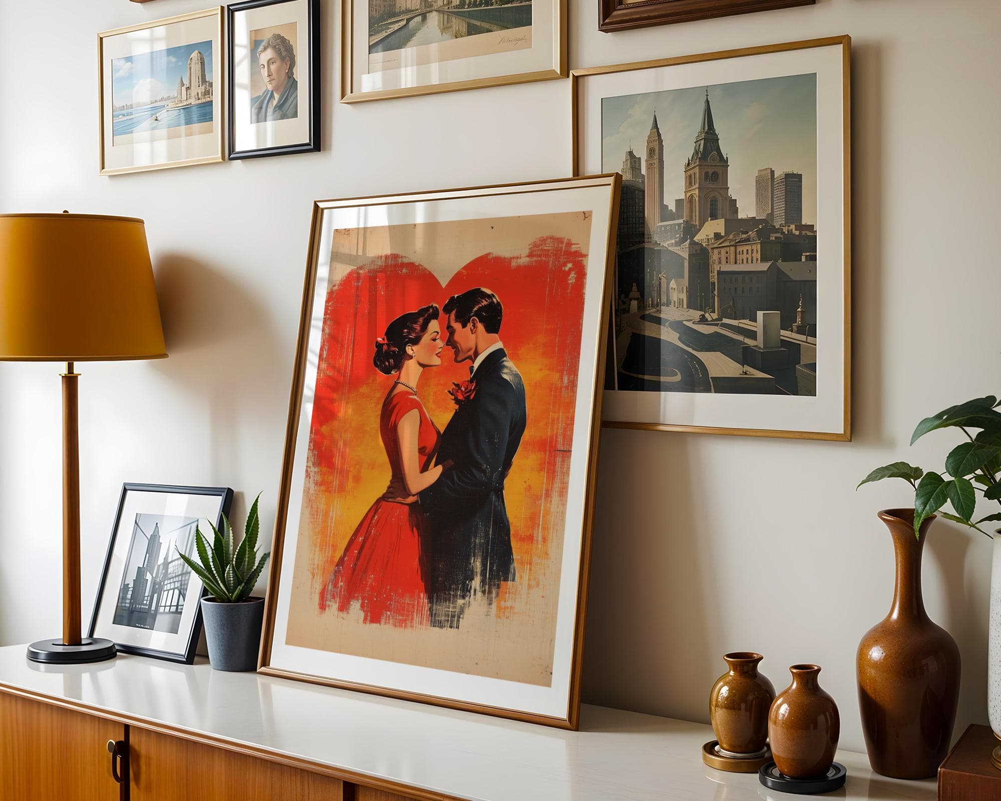 Vintage Couple Wall Art, Vintage Digital Wall Art, Printable Romantic Couple Wall Art, Love Wall Art, Couple Painting, Hugging Couple Print - view 4