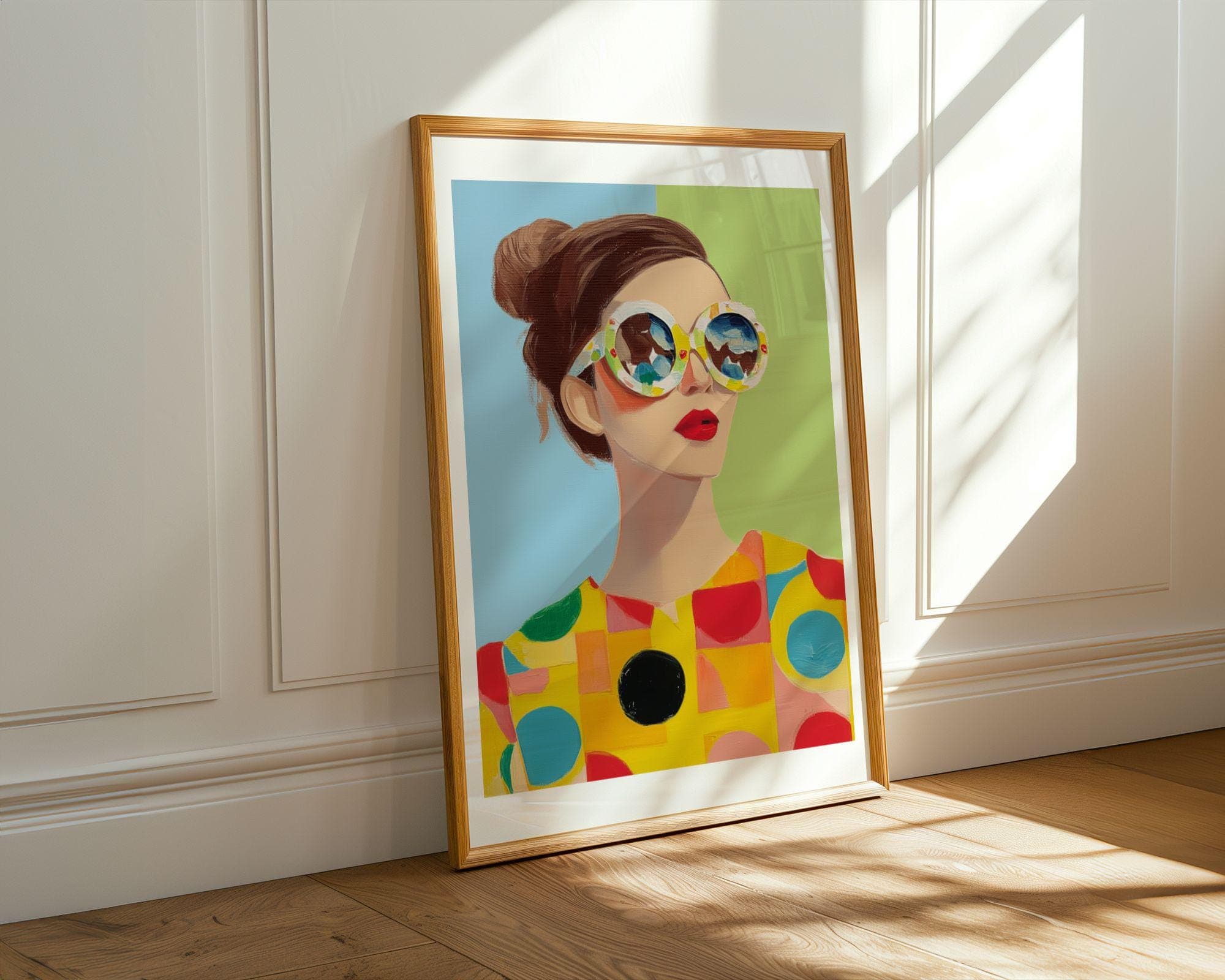 Colorful Retro Woman Wall Art Print – Pop Art Fashion Art, Retro Pop Art, Retro Chic Girl Poster, Feminine Wall Decor, Girly Wal Print - view 3