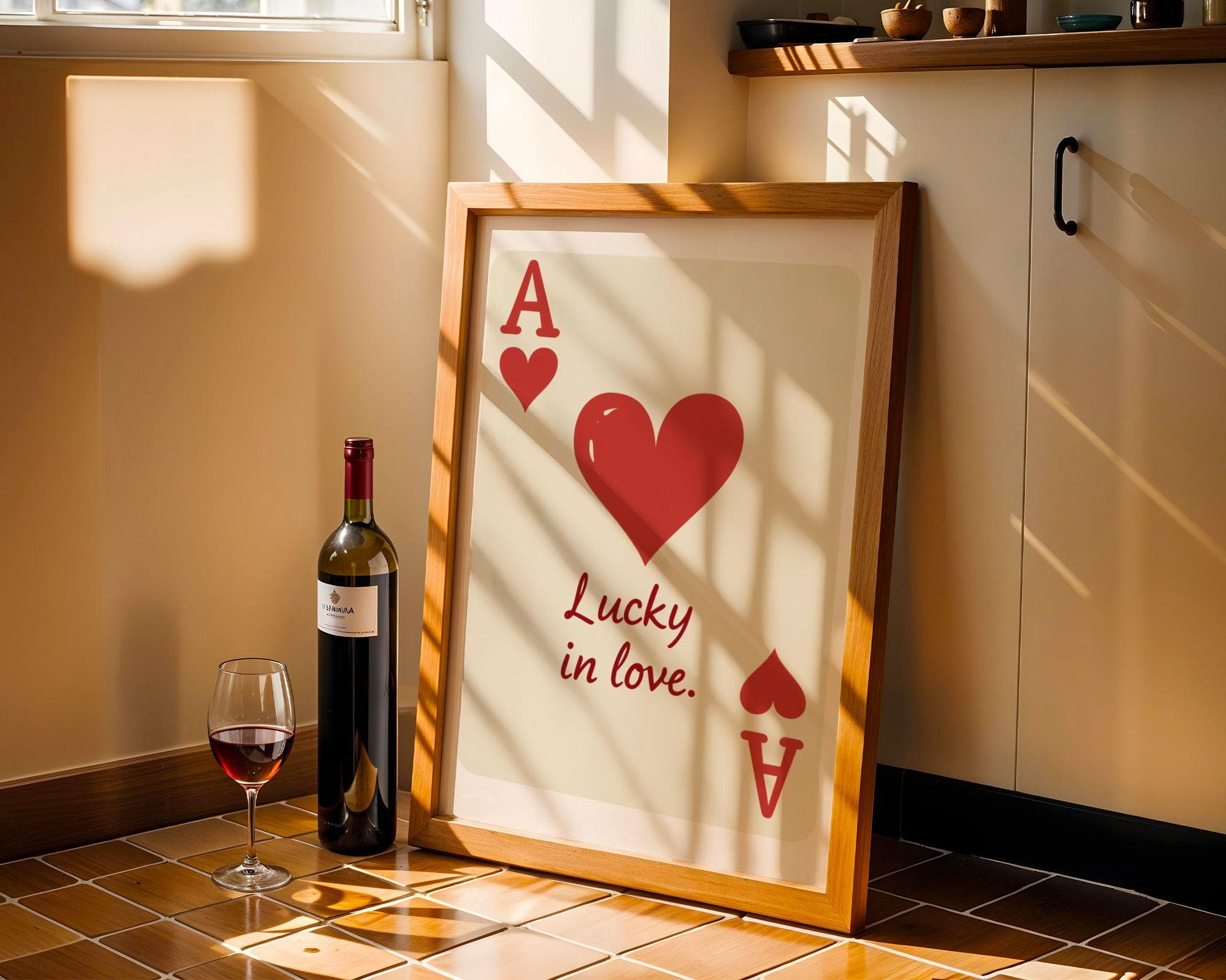 Lucky in Love Wall Decor, Ace of Hearts, Valentine's Gift, , Ace of Hearts Print, Playing Card Poster, Trendy Maximalist Wall Art - view 5
