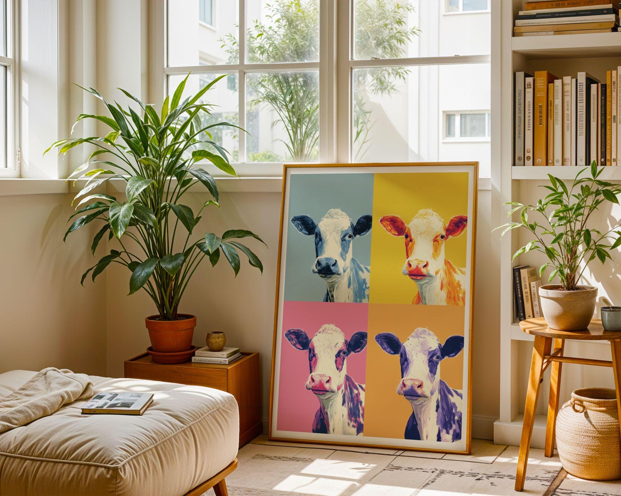 Pop Art Cow Wall Art, Pop Art Cow Quad, Colorful Cow Poster – Funny Animal Art, Retro Animal Art, Whimsical Animal Art, Funky Wall Art - view 8