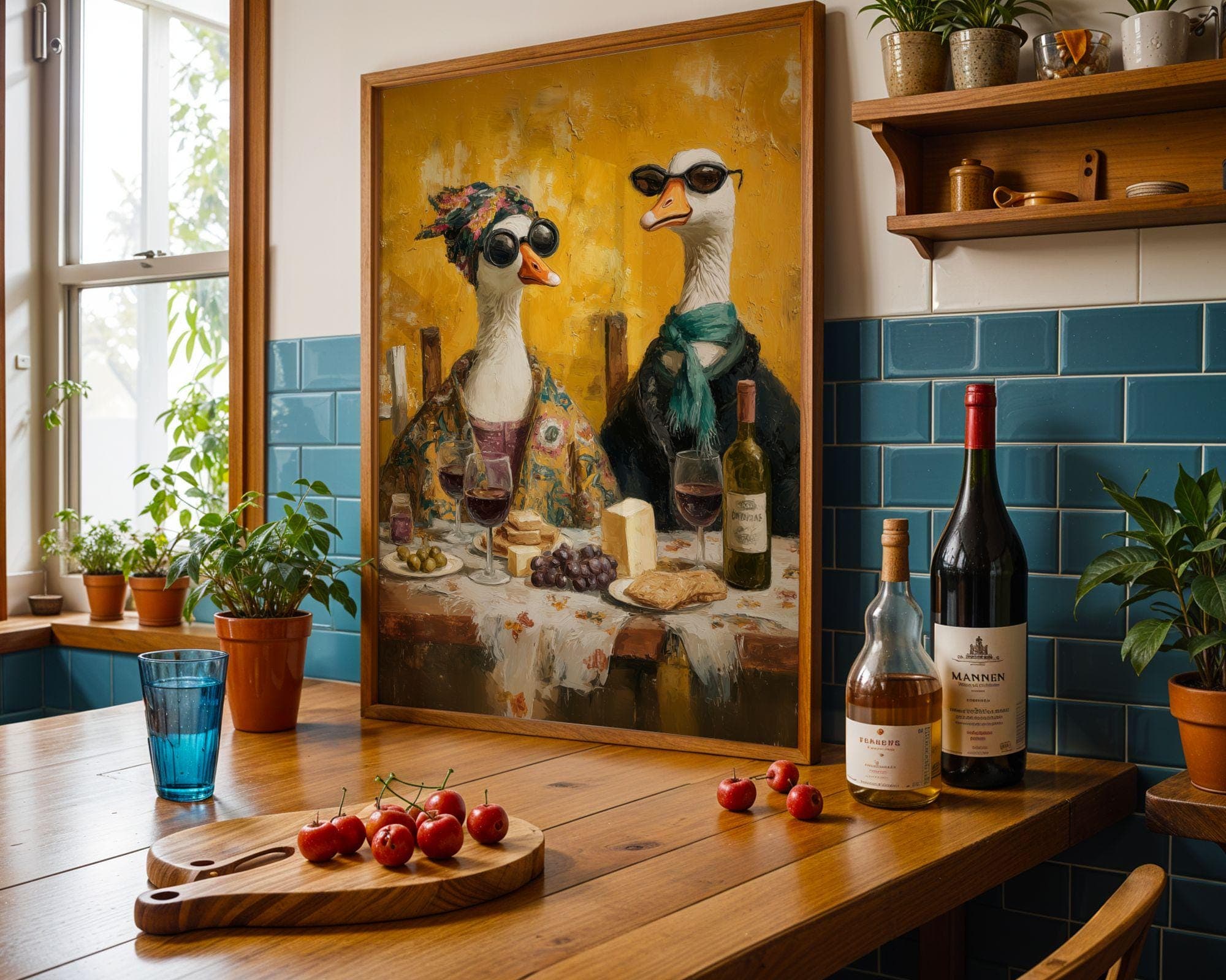 Funny Duck Wall Art, Funny Goose Art, Quirky Wall Art for Kitchen, Funny Kitchen Art, Wine Lover Wall Art, Silly Goose Wall Print, Digital - view 3