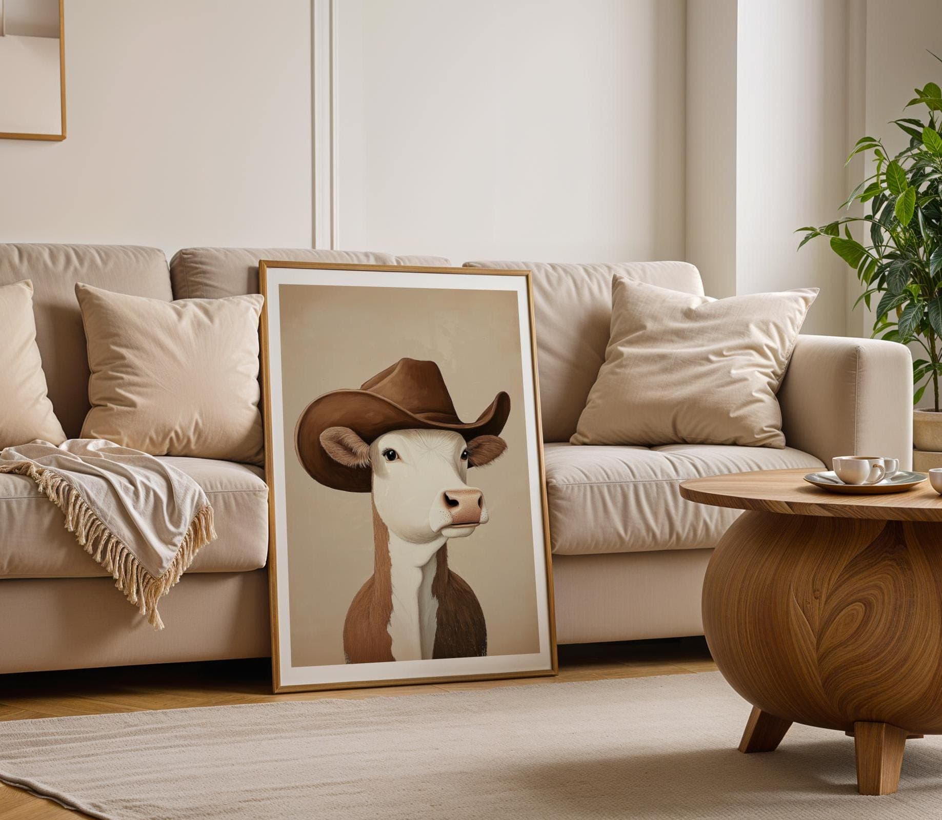 Silly Cowboy Cow Print, Brown Western Nursery Printable Art, Vintage Western Poster, Funny Cowboy Cow Poster, Rustic Cattle Ranch Decor - view 7