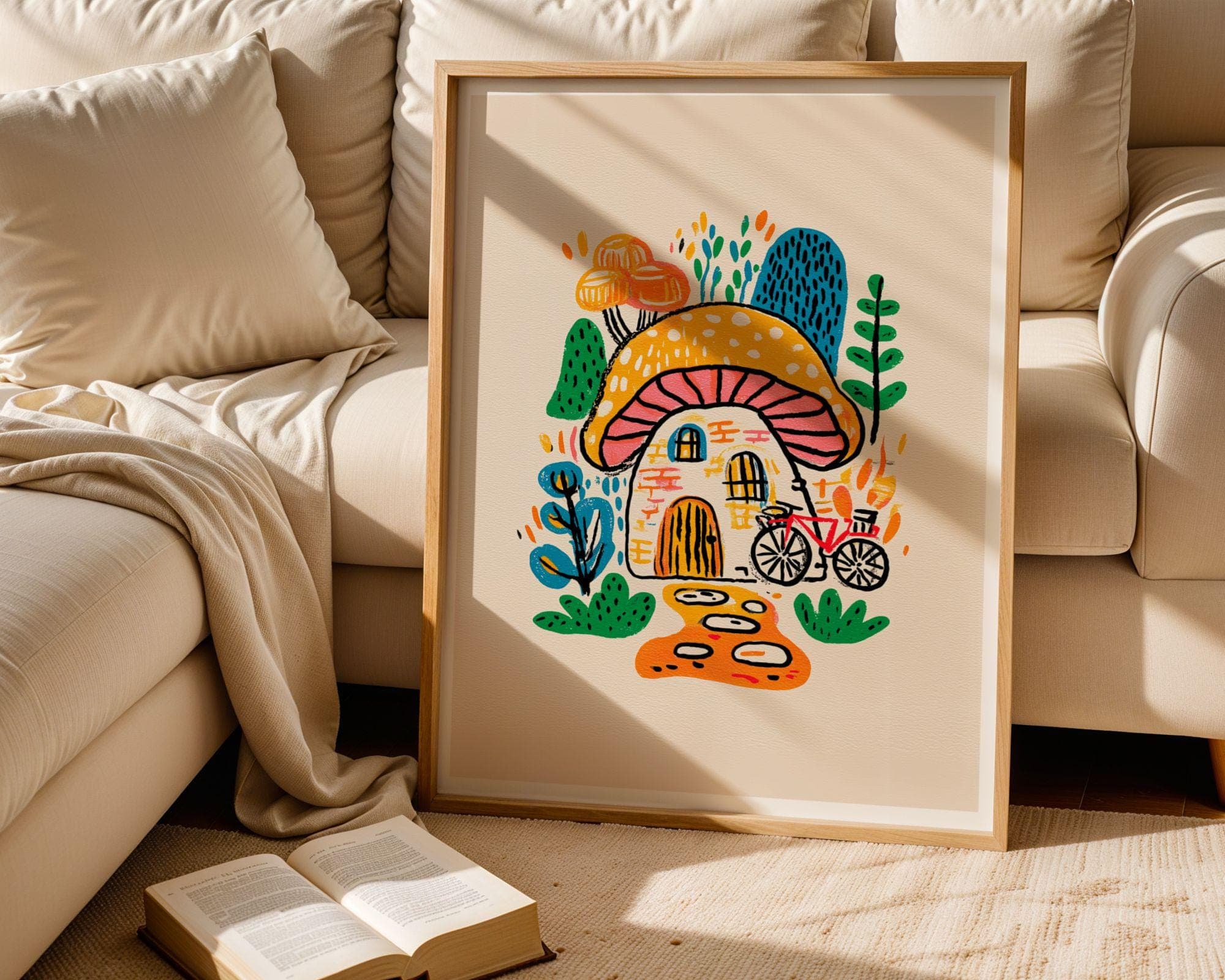 Whimsical Mushroom House Print – Cottagecore Fairy Tale Wall Art (Digital Download) - view 3