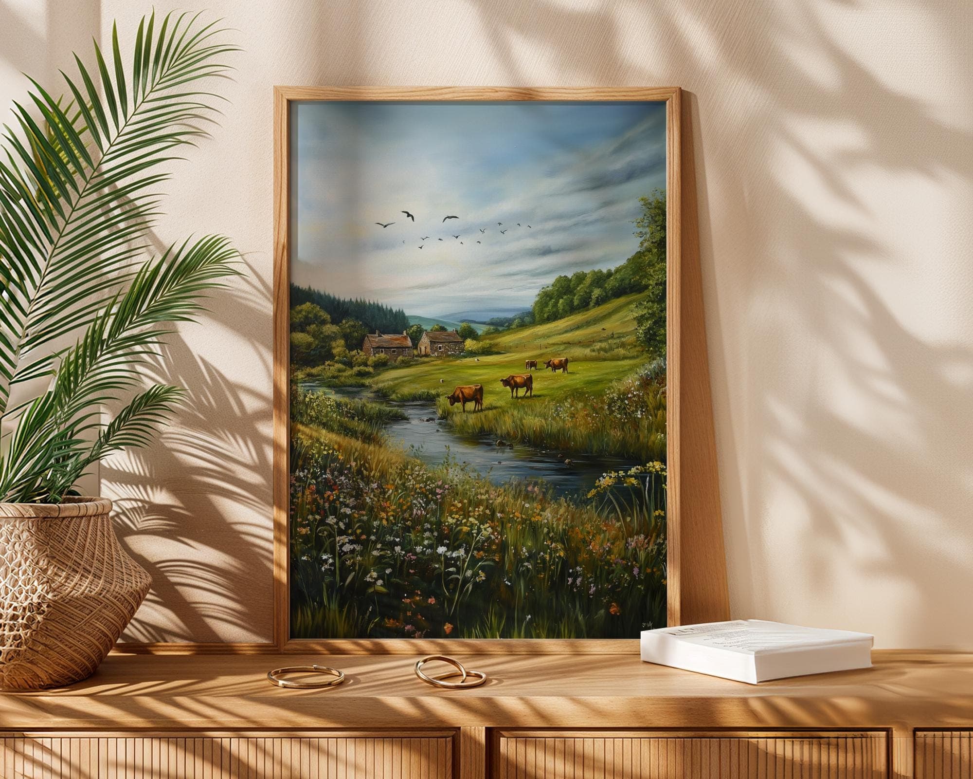 Country Meadow Wall Art, Farmhouse Wall Art Print, Rural Farm River Art, Cottagecore Nature Print, Farmhouse Wall Art Print, Printable Art - view 6