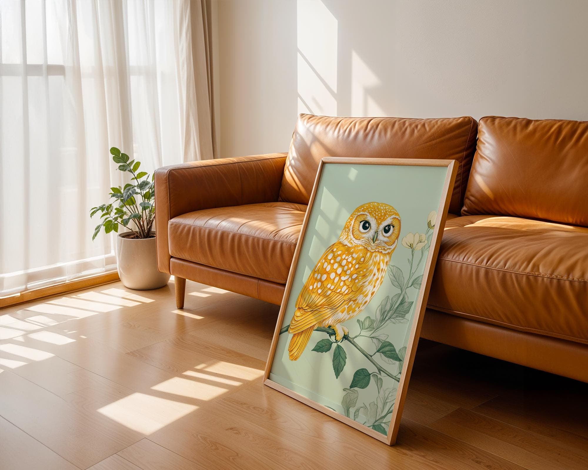 Golden Owl Botanical Art Print: Vintage Boho Wall Decor (Digital Download) - view 6