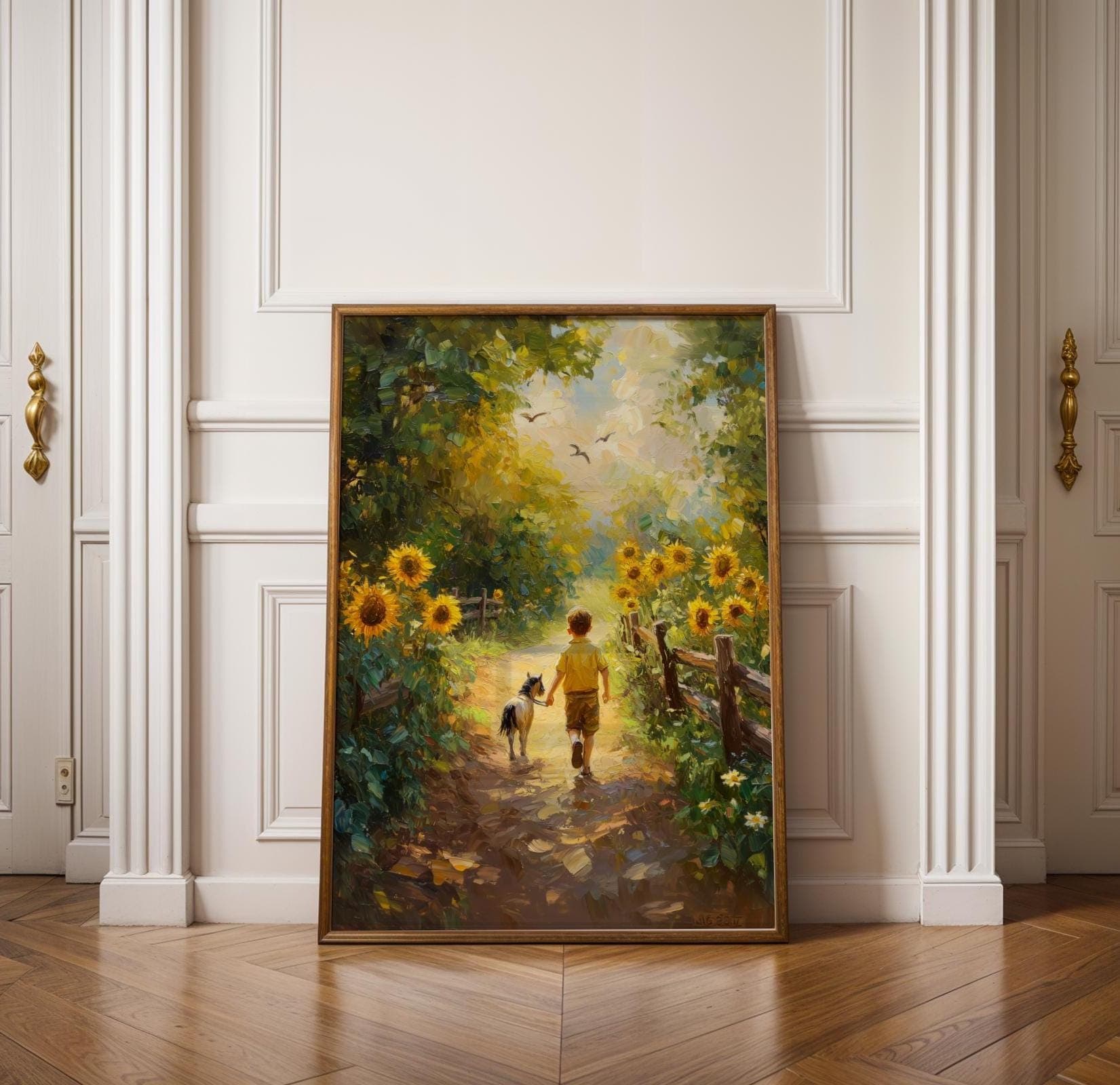Country Path Wall Art, Heartwarming Countryside Wall Art, Pastoral Scene Print, Golden Hour Country Art,Wholesome Farm Decor, Printable