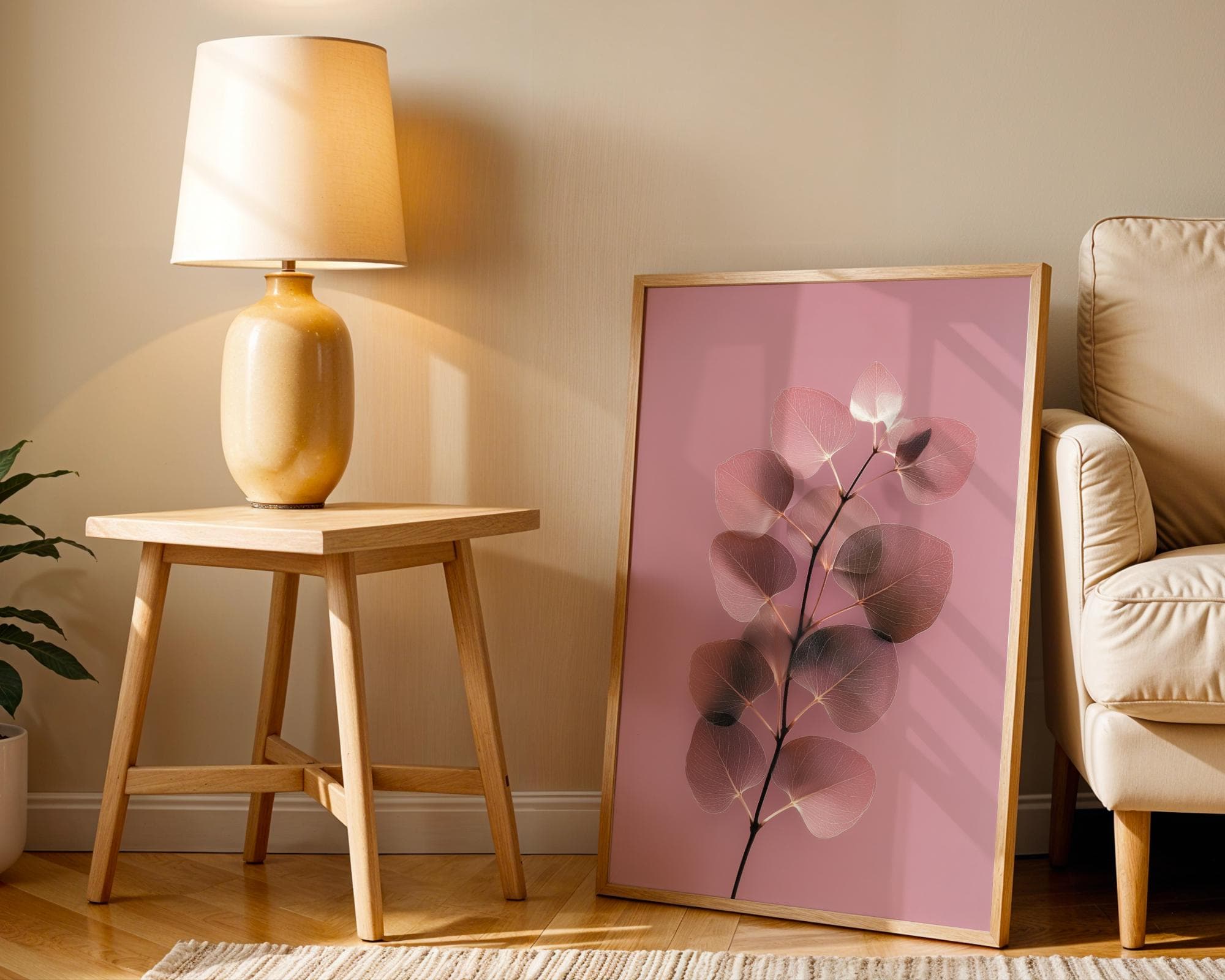 Soft Pink X-Ray Leaf Botanical Wall Art Print, Minimal Botanical Print, Soft Modern Nature Wall Art, Soft Pink Minimal Decor Poster - view 3